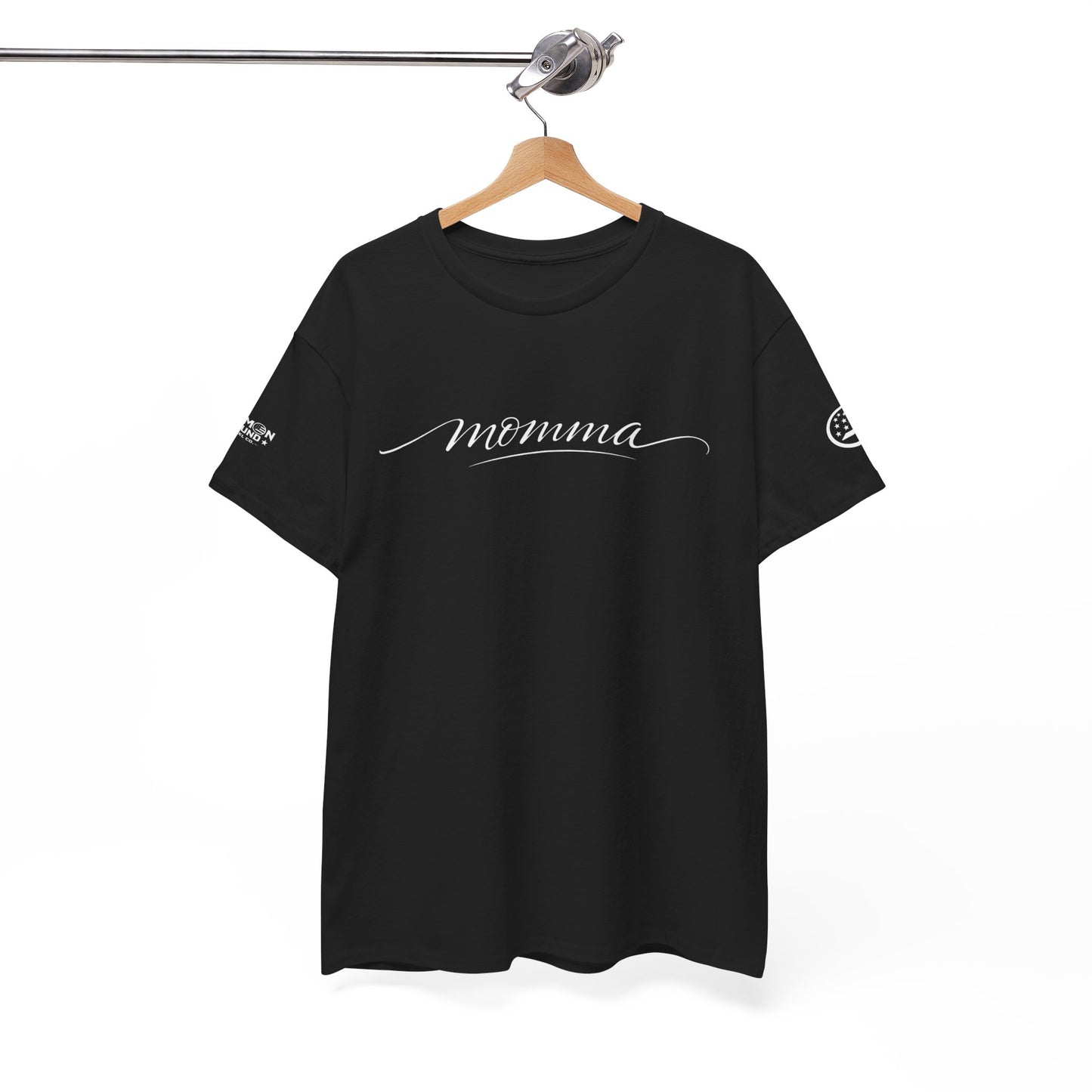 Momma Script Tee — 'Momma' Graphic T-Shirt with Root Illustration