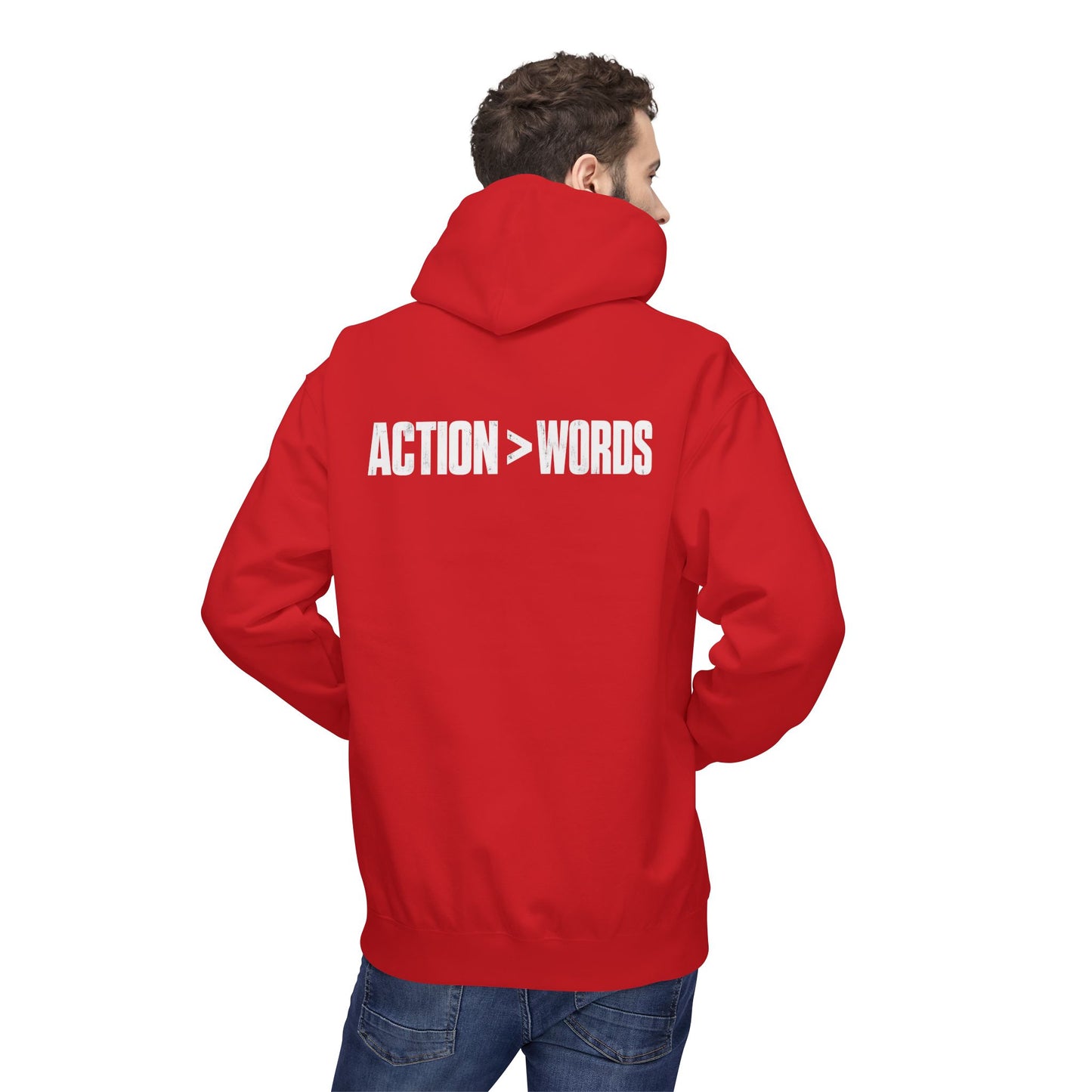 Action > Words Hoodie — Minimal Motivational Pullover