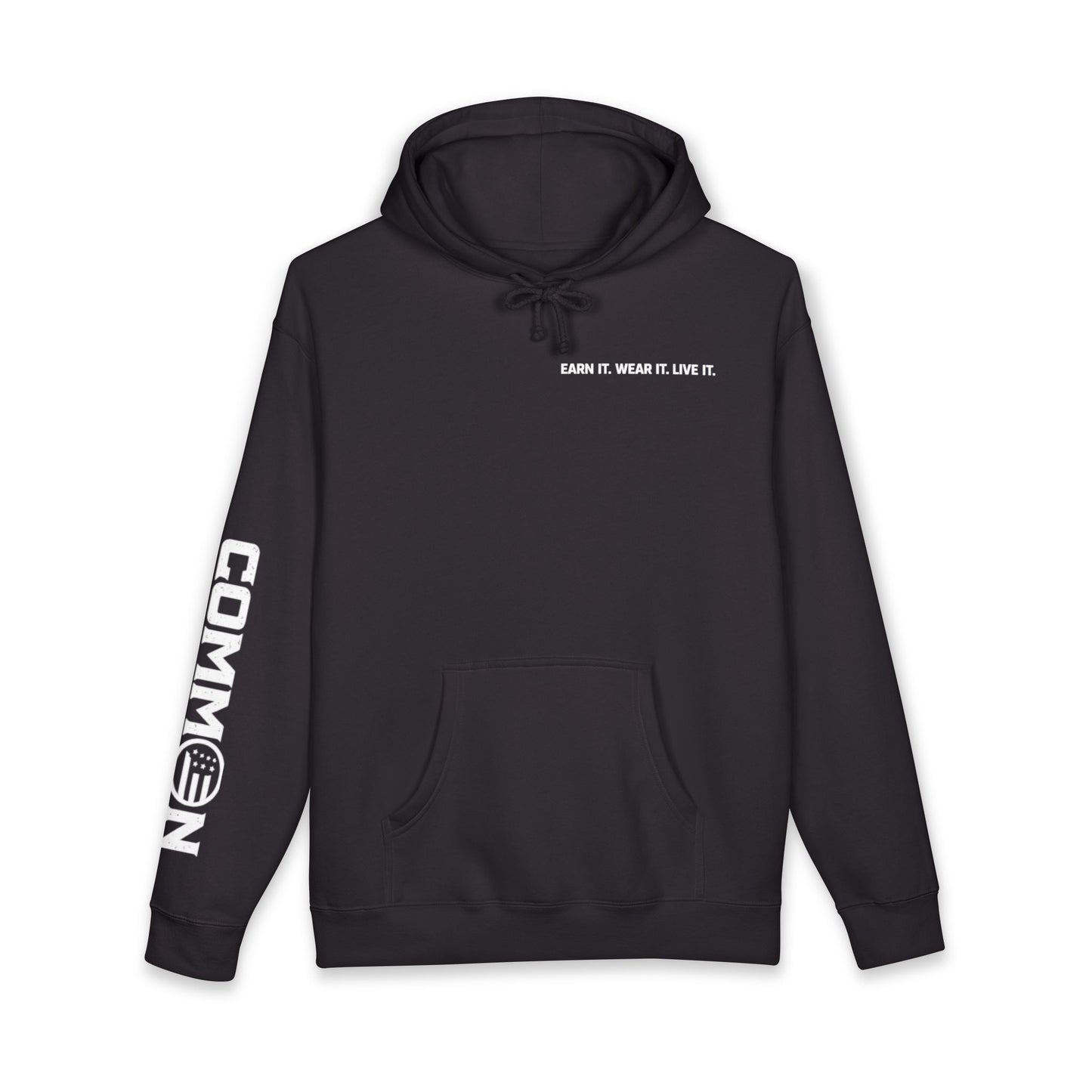 COMMON GROUND Hoodie — 'Earn It. Wear It. Live It.' Graphic Pullover