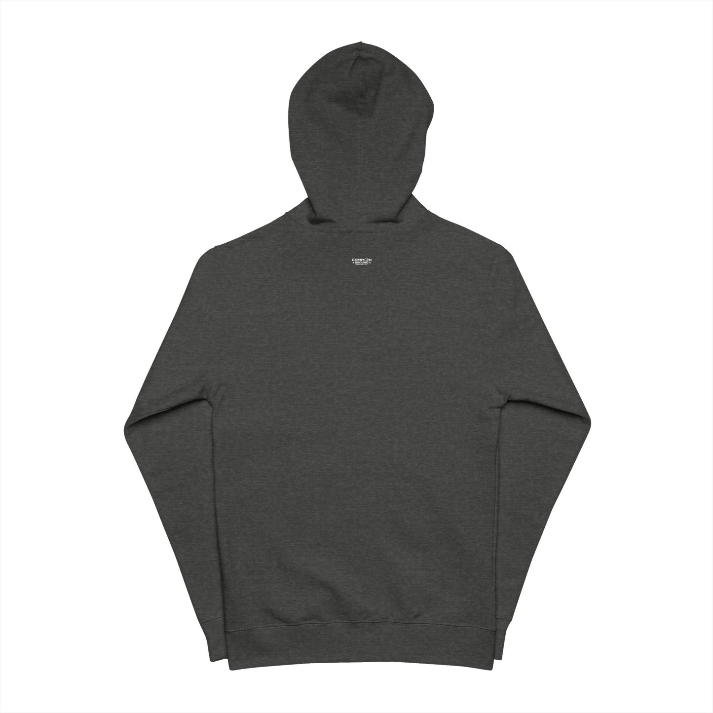 Minimal Green Zip-Up Hoodie — Subtle Circular Logo Fleece Jacket
