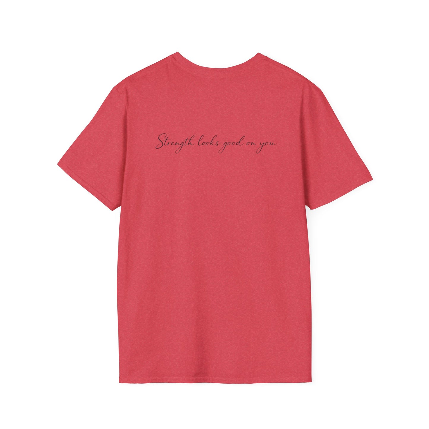 T-Shirt — "Common Ground" Minimal Script Tee (Back: "Strength looks good on you")
