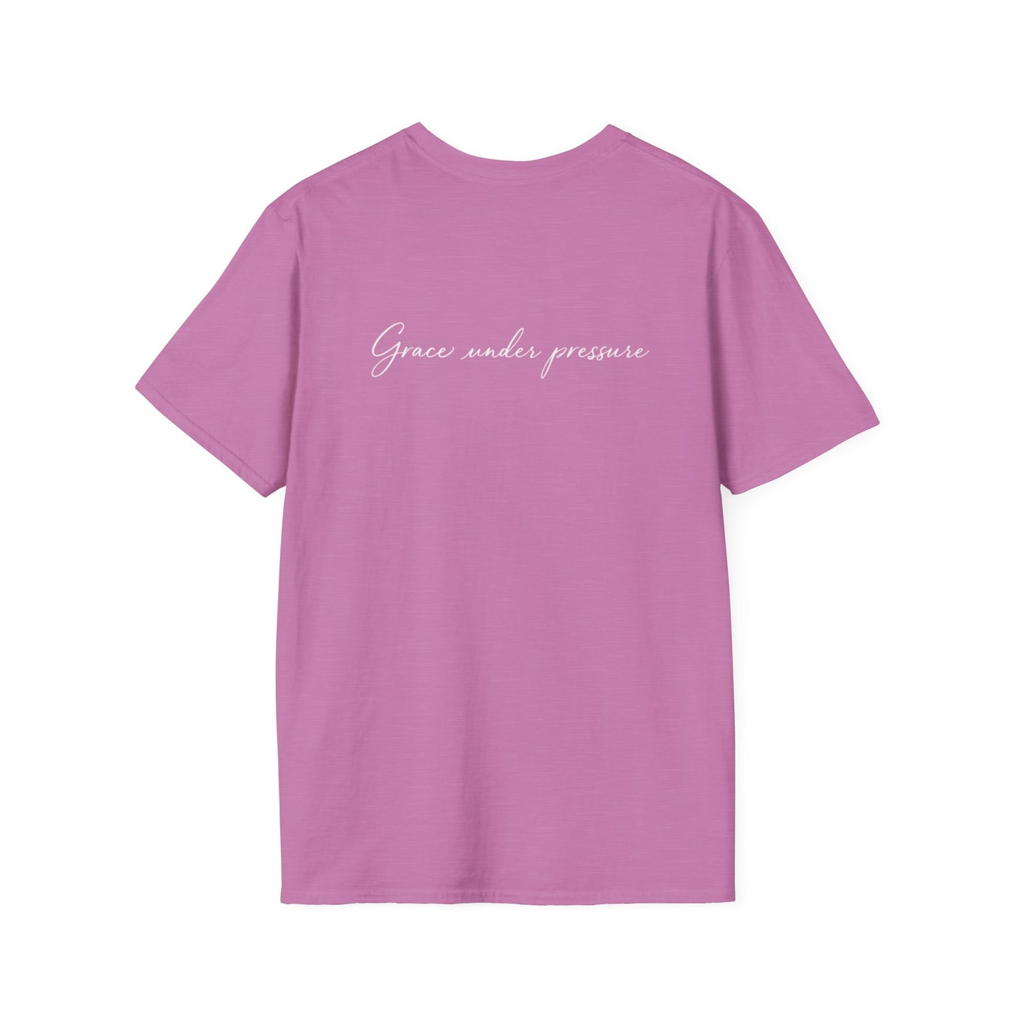 Grace Under Pressure T-Shirt — Minimal American Flag Chest Logo