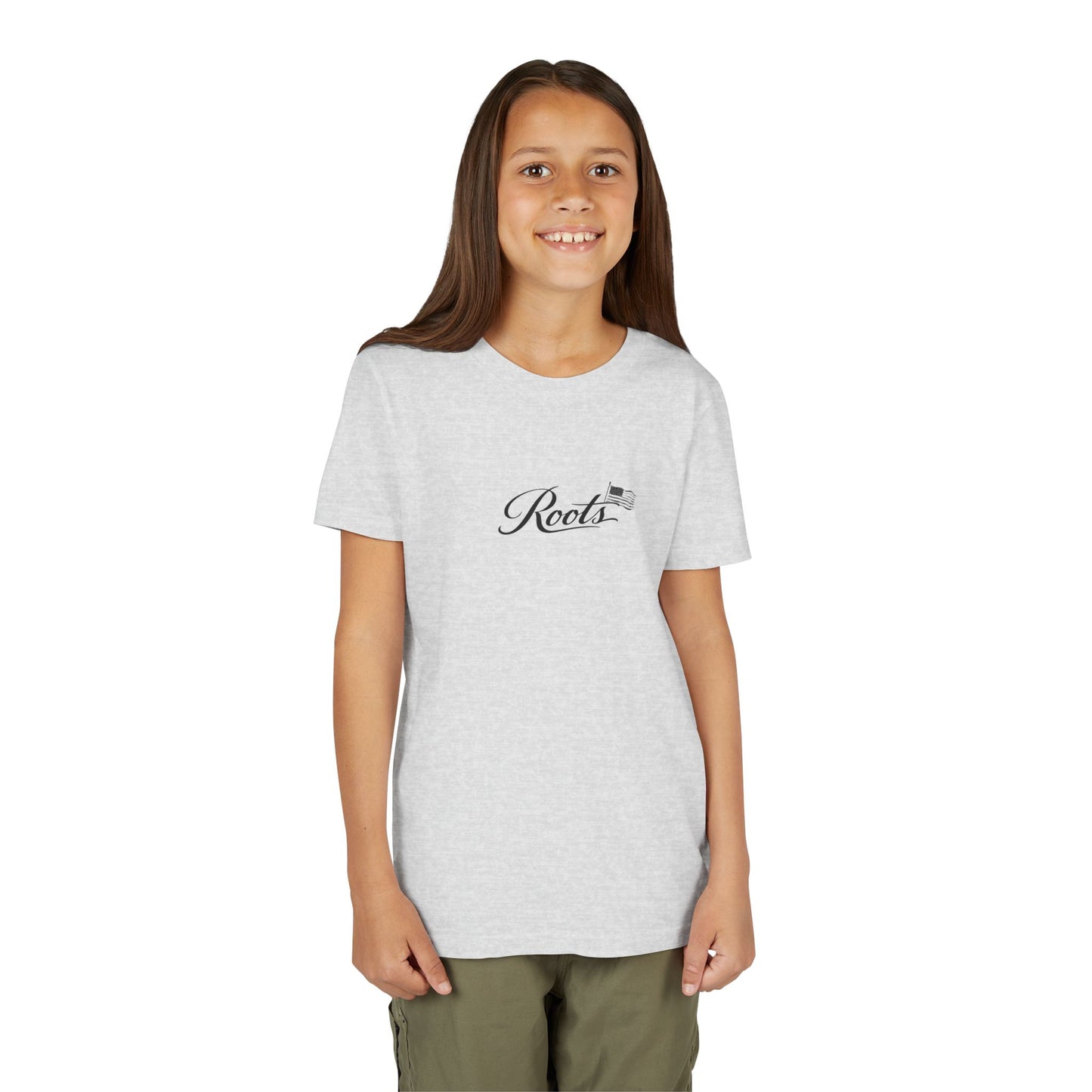 Youth Tee — Floral Bull Skull Graphic "Roots" Backprint