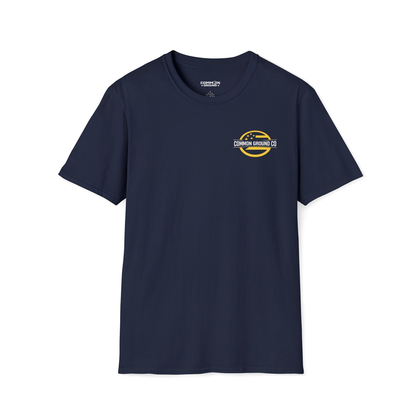 Graphic T-Shirt — Small Yellow Circular Logo Chest Print