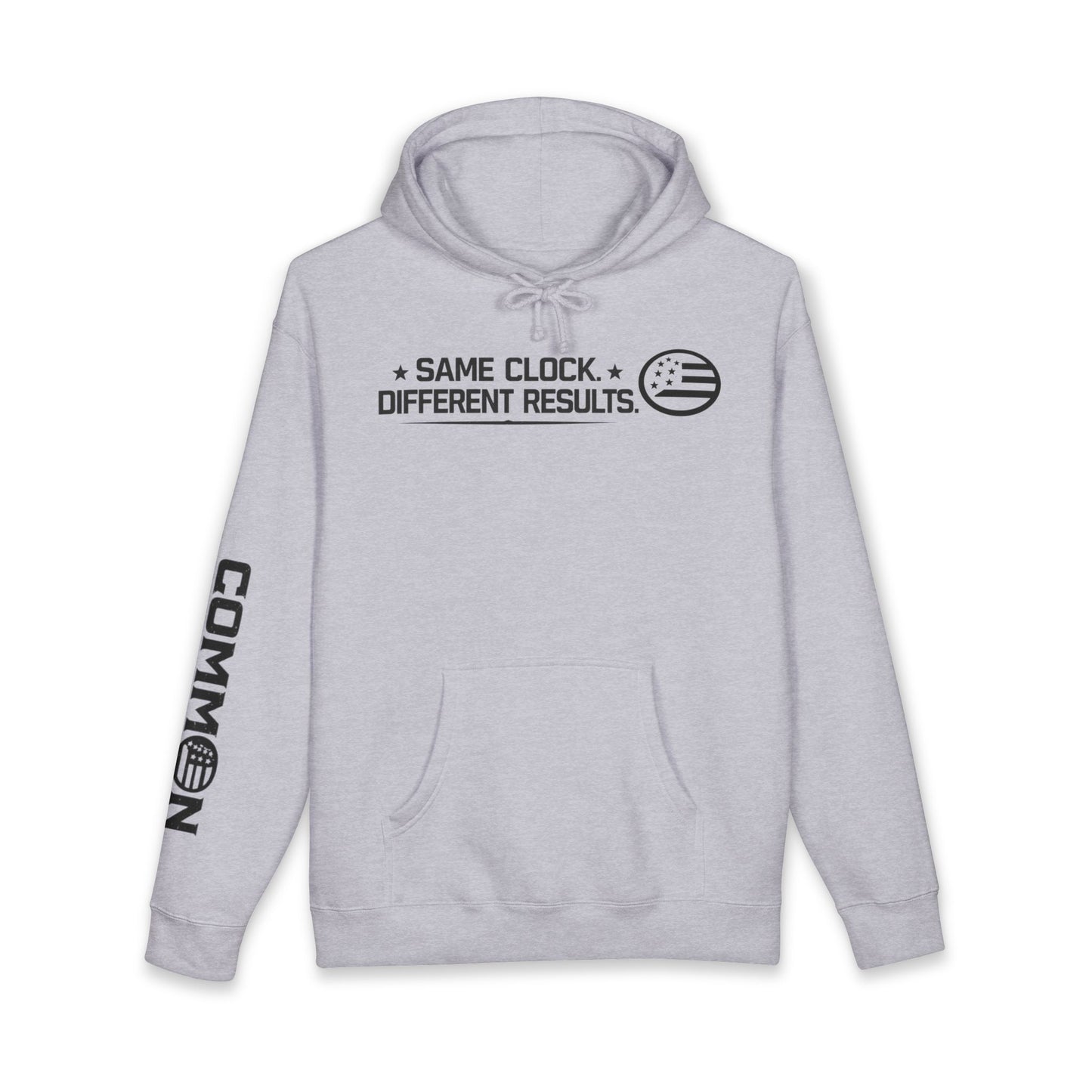 Hoodie - "Same Clock. Different Results." Graphic Pullover