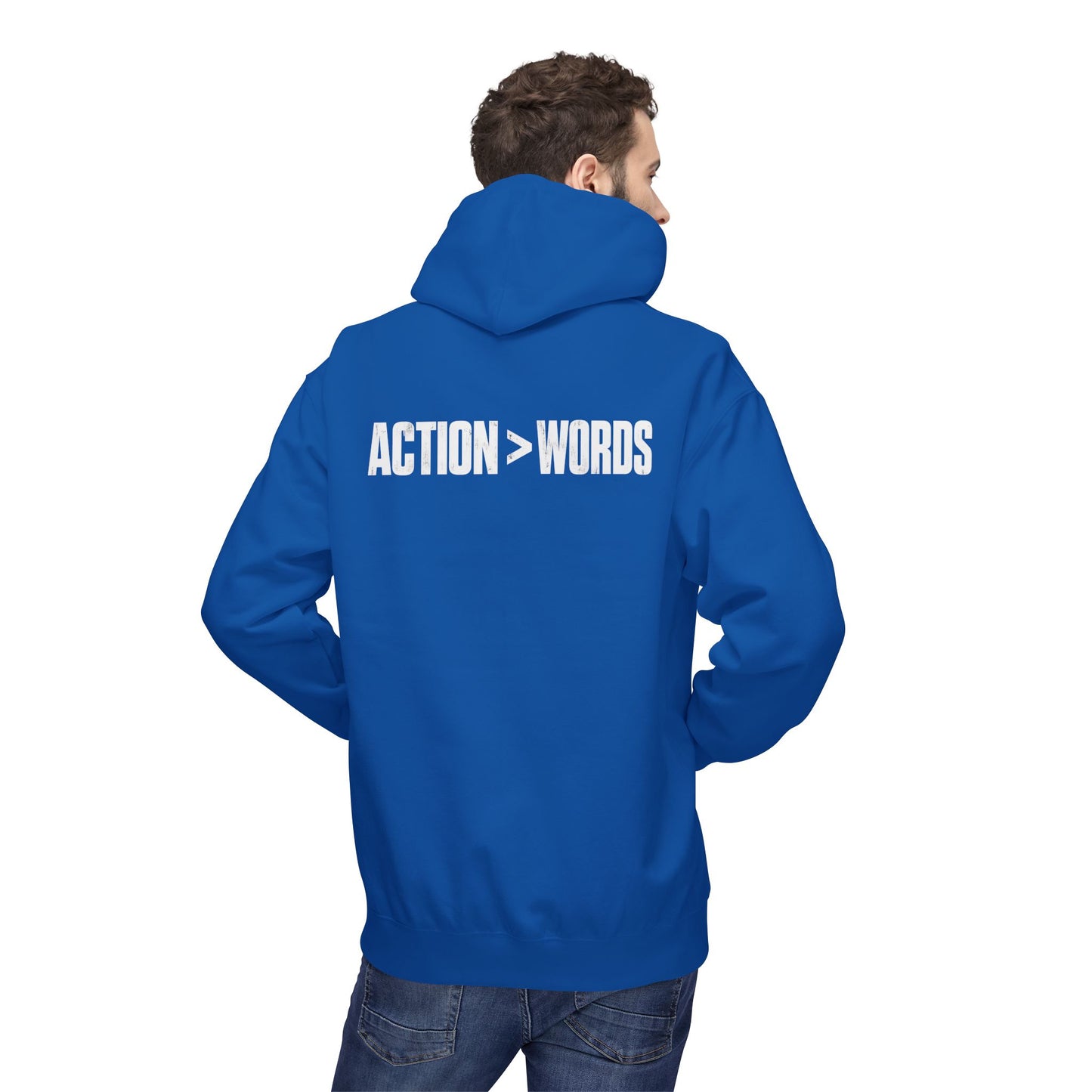 Action > Words Hoodie — Minimal Motivational Pullover