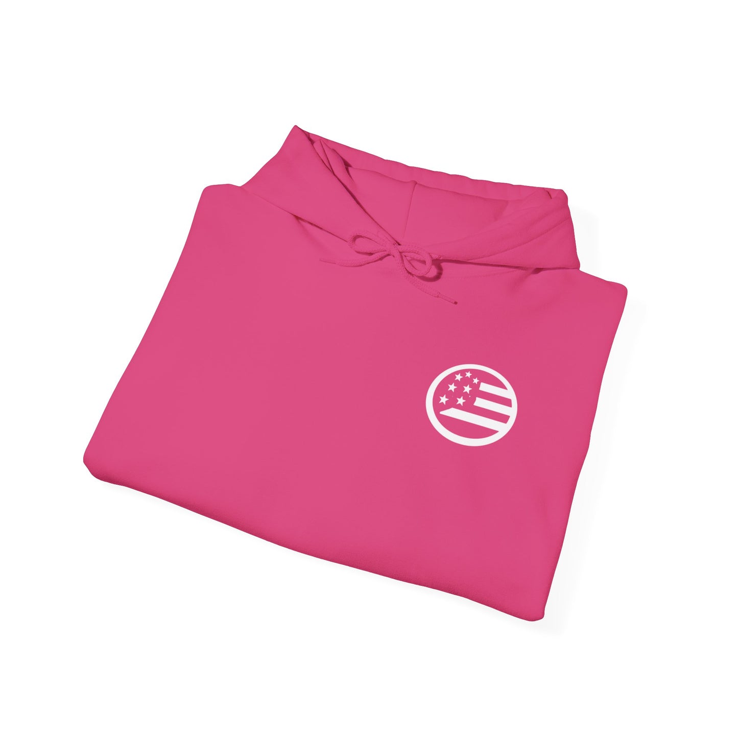 Hoodie — Black Americana Flag Logo Pullover with Script Sleeve