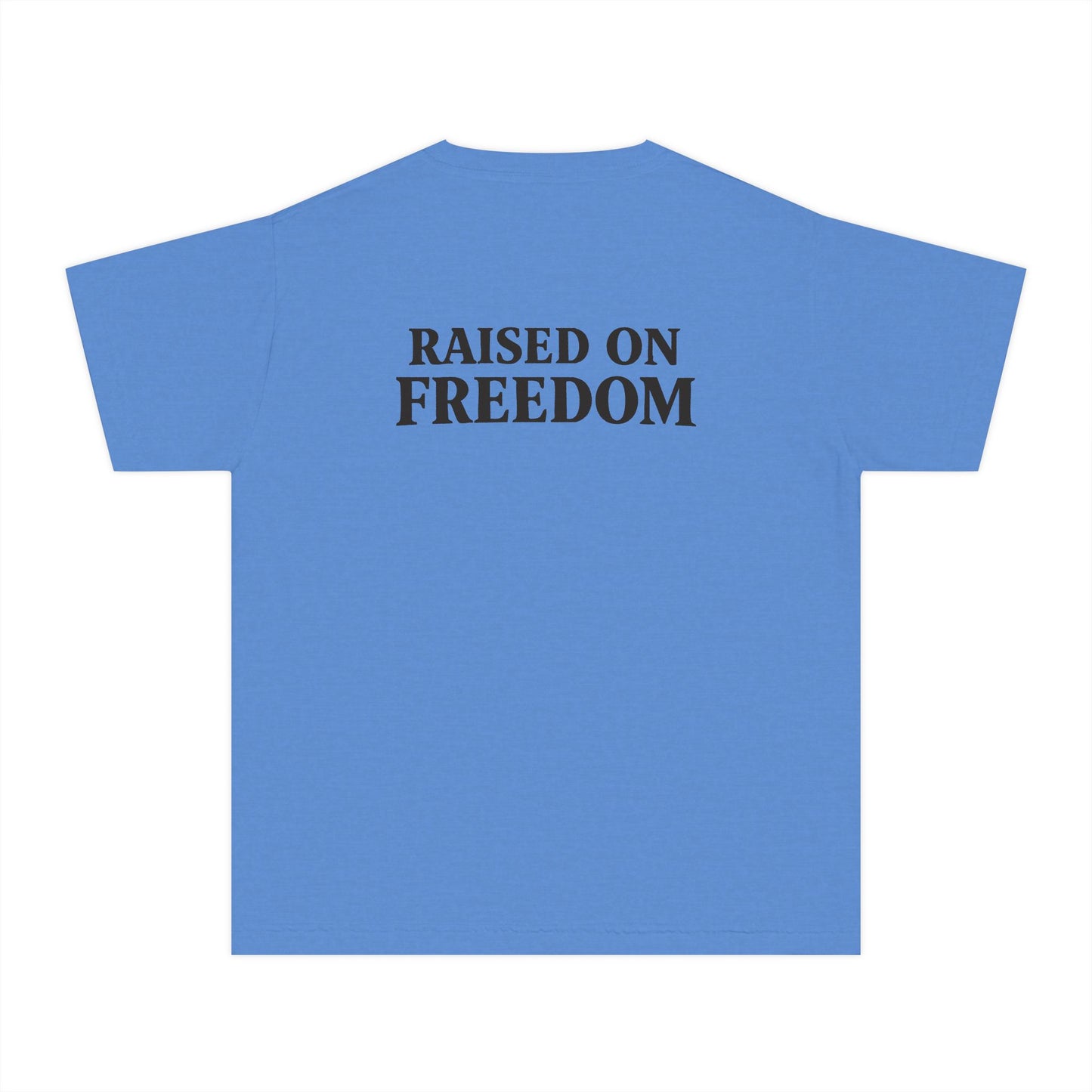 Youth Tee — "ROOTS" Front + "Raised on Freedom" Back Patriotic Graphic