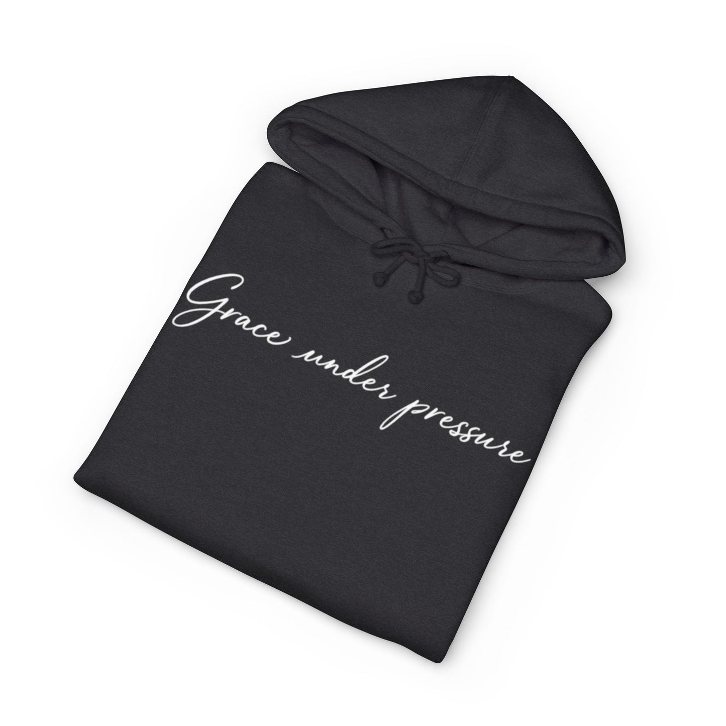 Grace Under Pressure Hoodie — 'Grace under pressure' Script Pullover with CommOn/Ground Sleeve Graphics