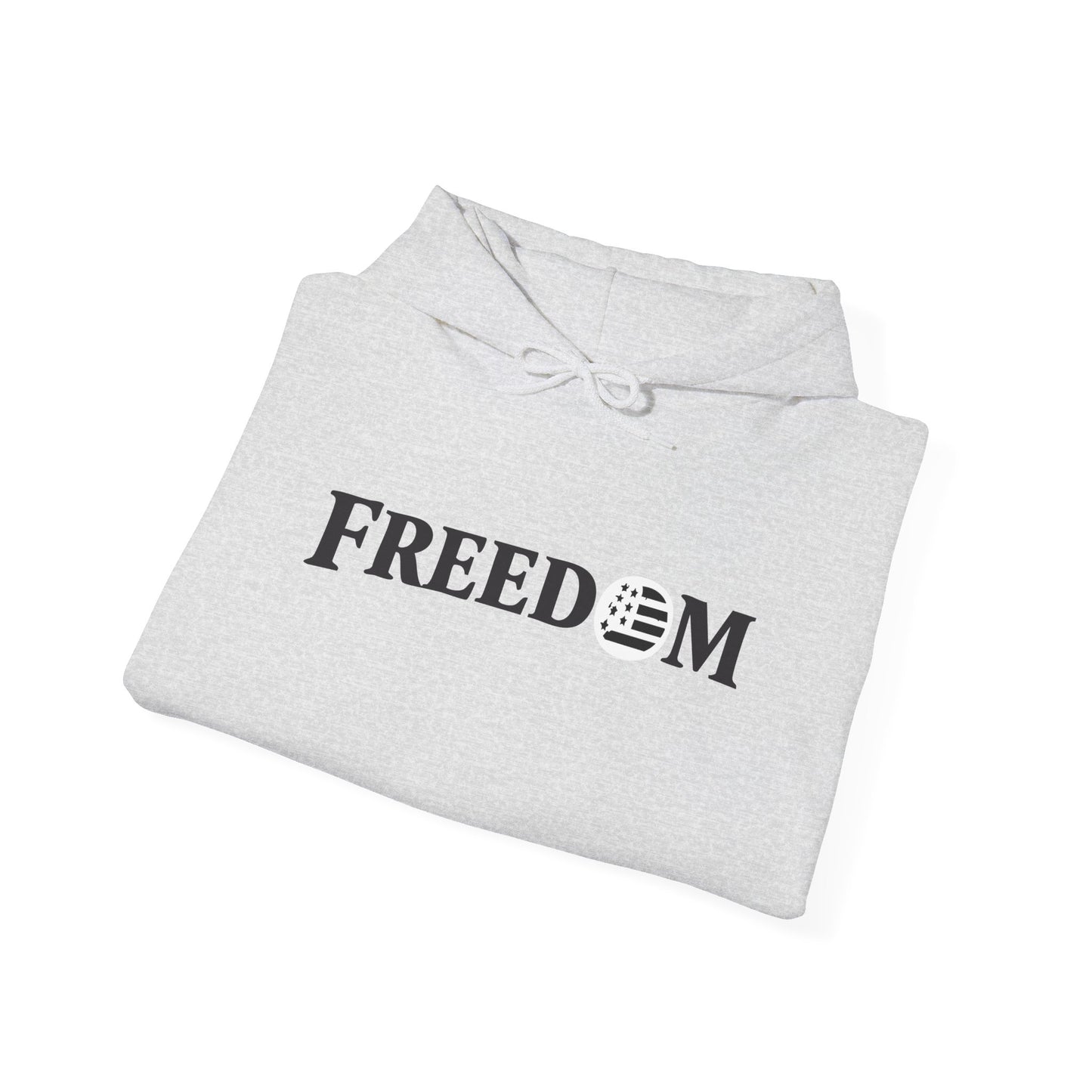 Freedom Logo Hoodie — Minimal Patriotic Graphic Pullover