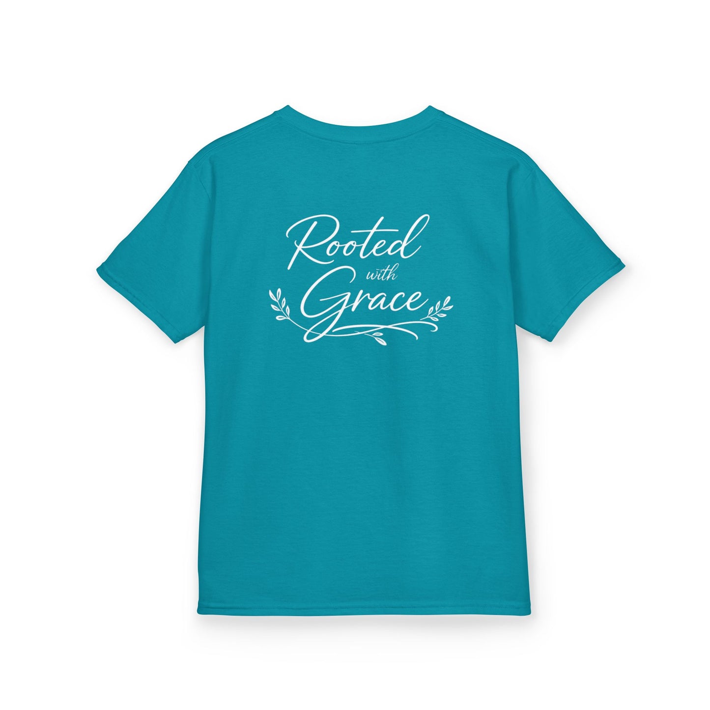 Kids T‑Shirt — "Rooted with Grace" Faith Tee (Black)