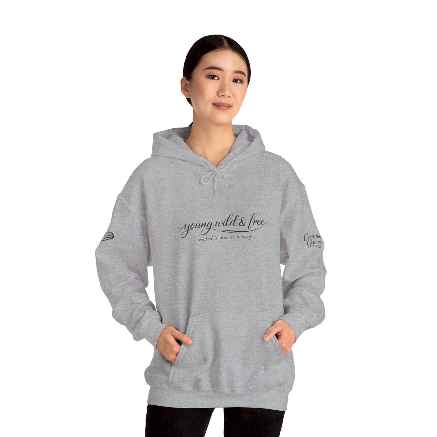 Young, Wild & Free Hoodie — Minimal Script Pullover for Adventure Lovers