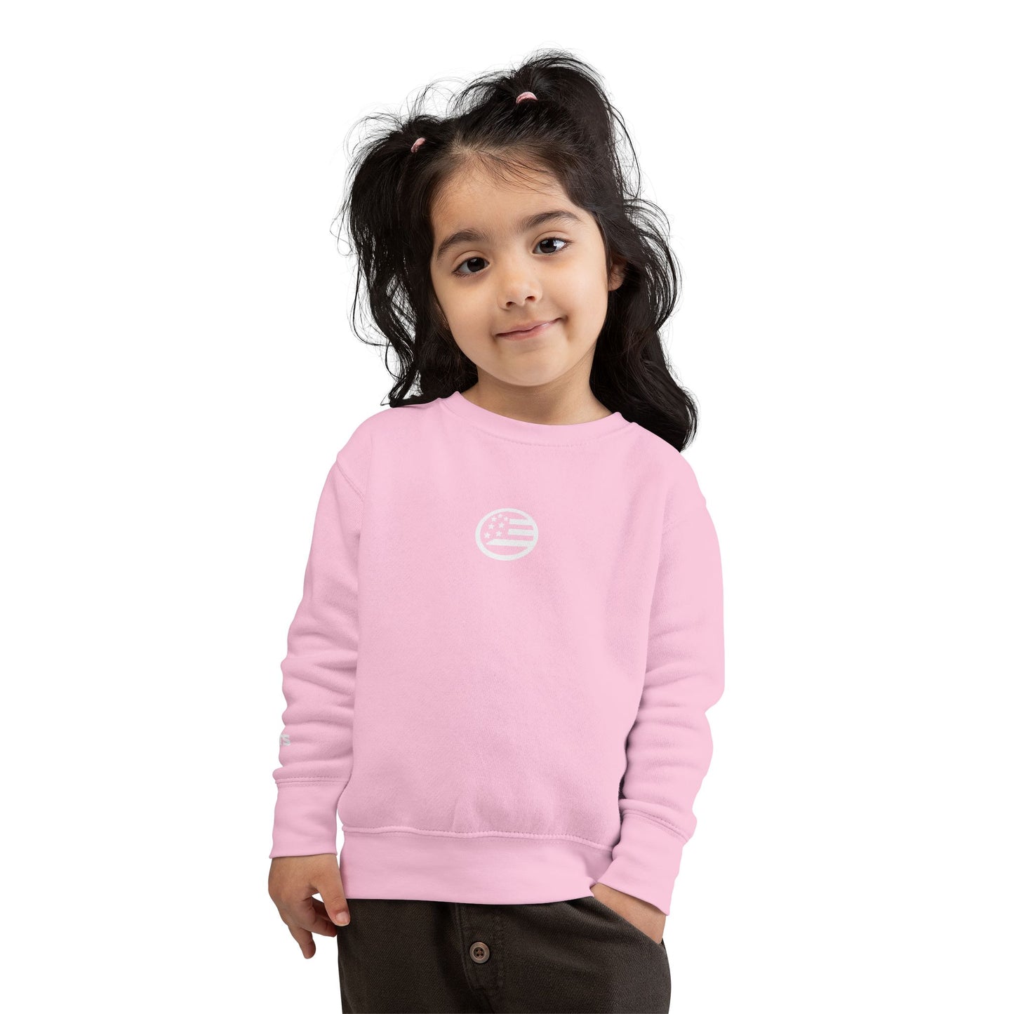 Rooted & Free Toddler Sweatshirt — Grey Cozy Crew with Script Back