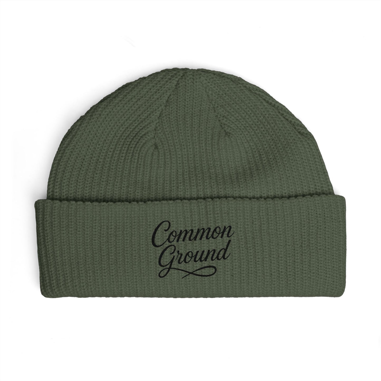 Cuff Beanie — "Common Ground" Embroidered Knit Hat
