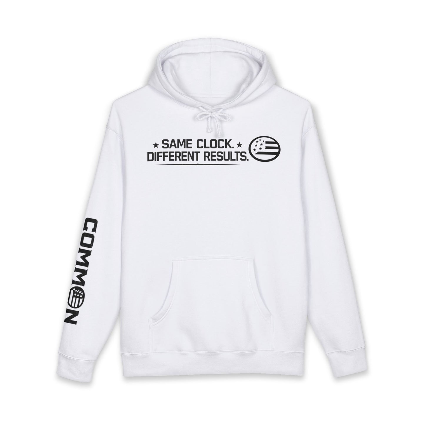 Hoodie - "Same Clock. Different Results." Graphic Pullover