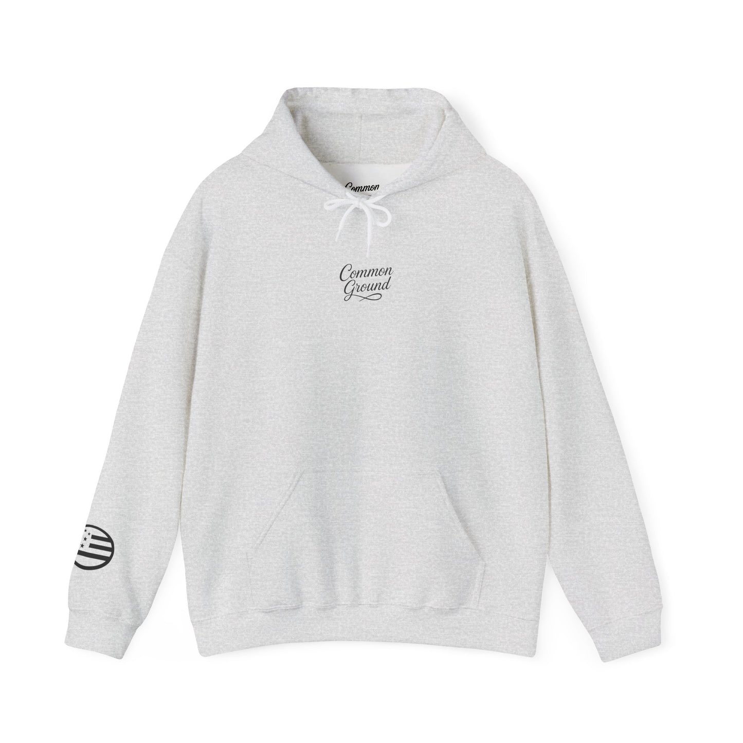 Common Ground Minimalist Logo Hoodie —  Pullover with Sleeve Emblem