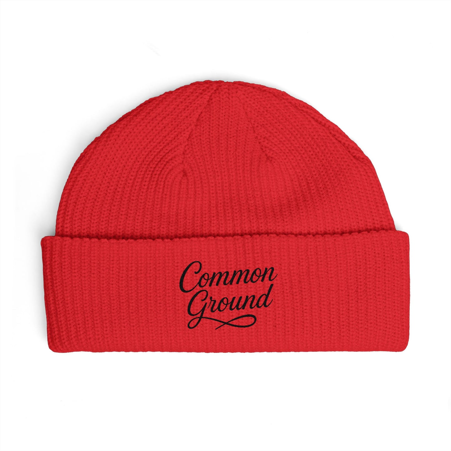 Cuff Beanie — "Common Ground" Embroidered Knit Hat
