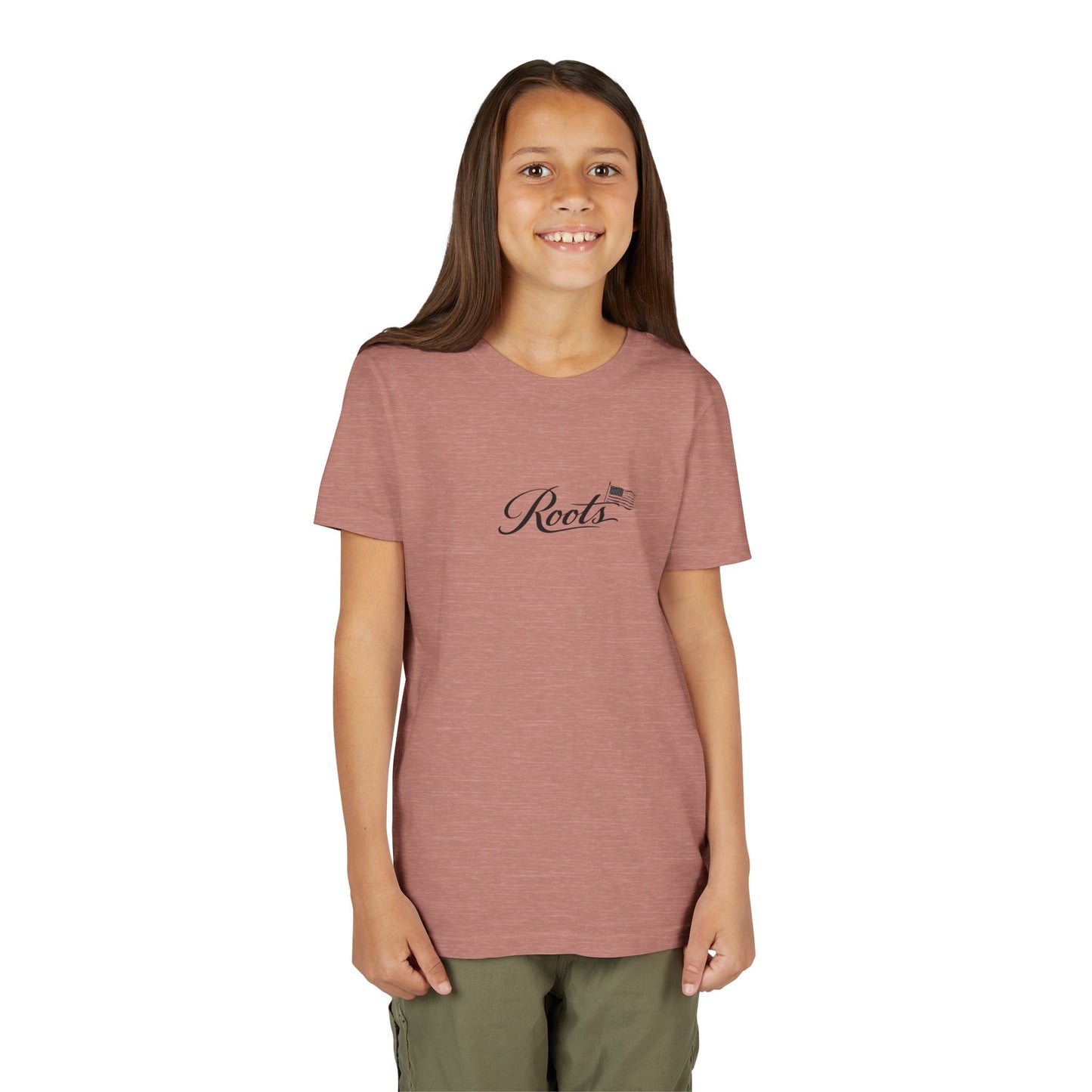 Youth Tee — Floral Bull Skull Graphic "Roots" Backprint
