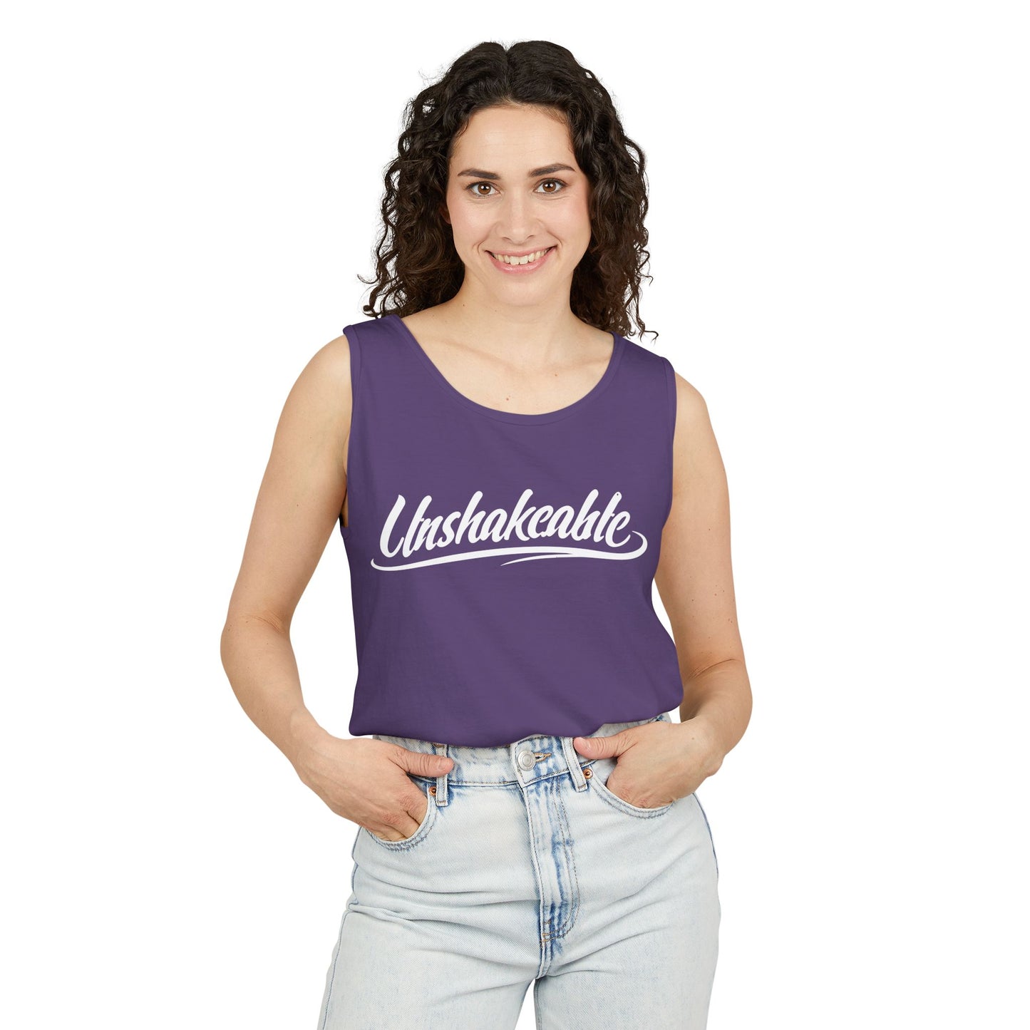 Unshakeable Graphic Tank Top — Script Logo Summer Muscle Tee