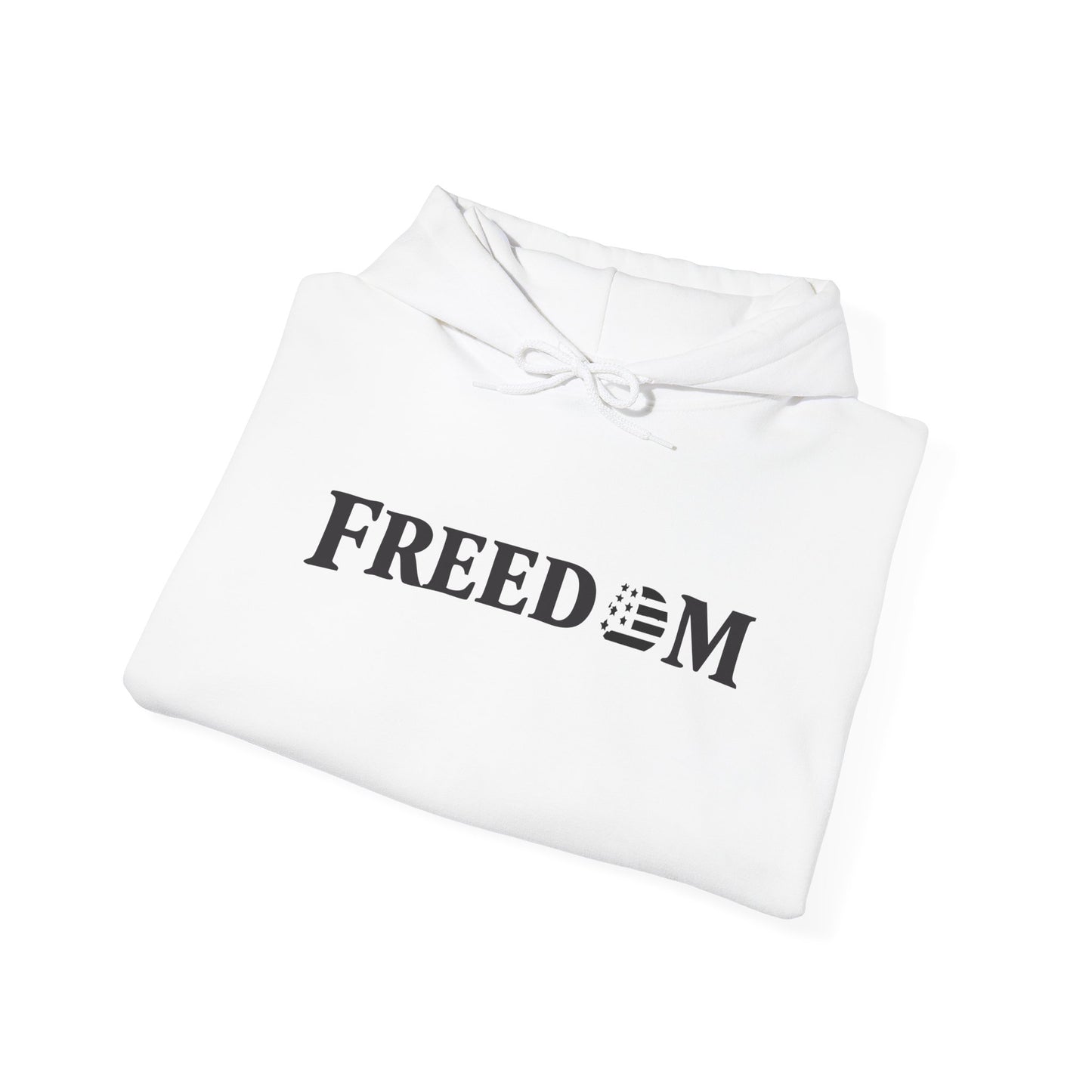 Freedom Logo Hoodie — Minimal Patriotic Graphic Pullover