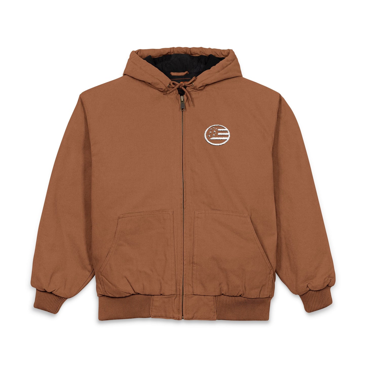 Embroidered Work Hooded Jacket — American Flag Patch