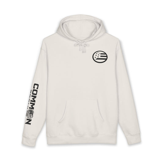 Excuses Hoodie — White Graphic Pullover with Sleeve & Chest Logo