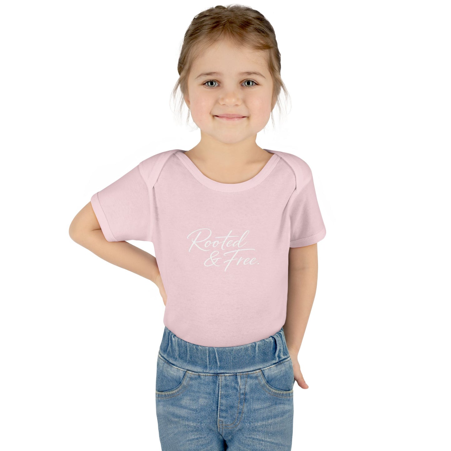 Rooted & Free Infant Bodysuit - Organic Baby Onesie with Script Logo