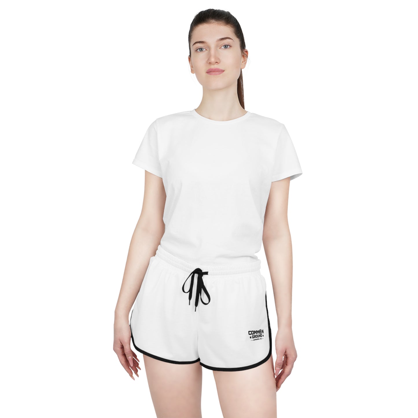 Relaxed Women's Shorts — 'Common Ground' Minimal Logo Athletic Lounge Shorts