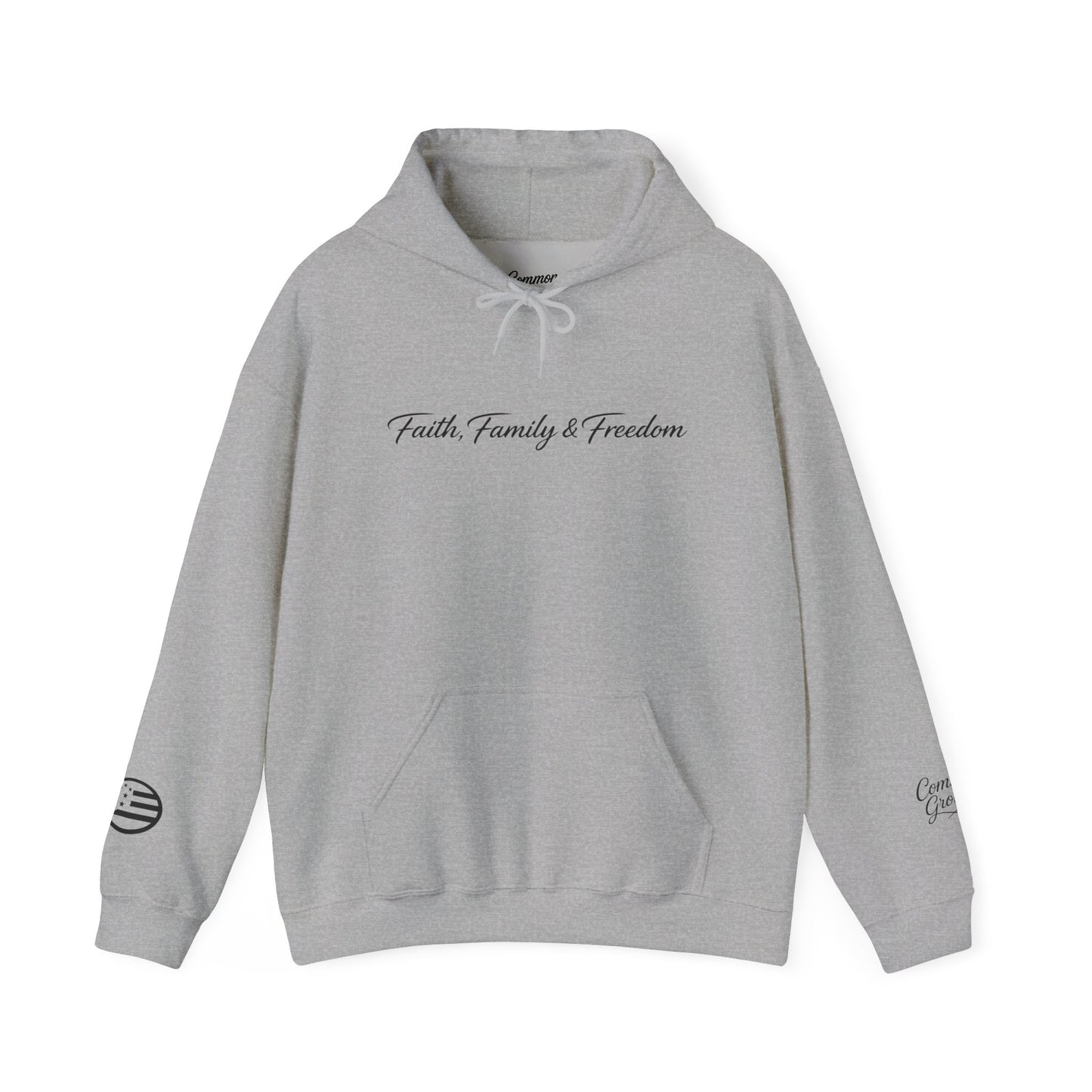 Faith, Family & Freedom Hoodie — Minimalist White Pullover
