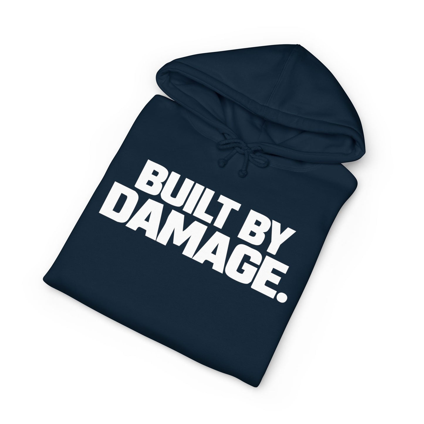 Built By Damage Hoodie — 'Built By Damage' Graphic Pullover with Sleeve Logos