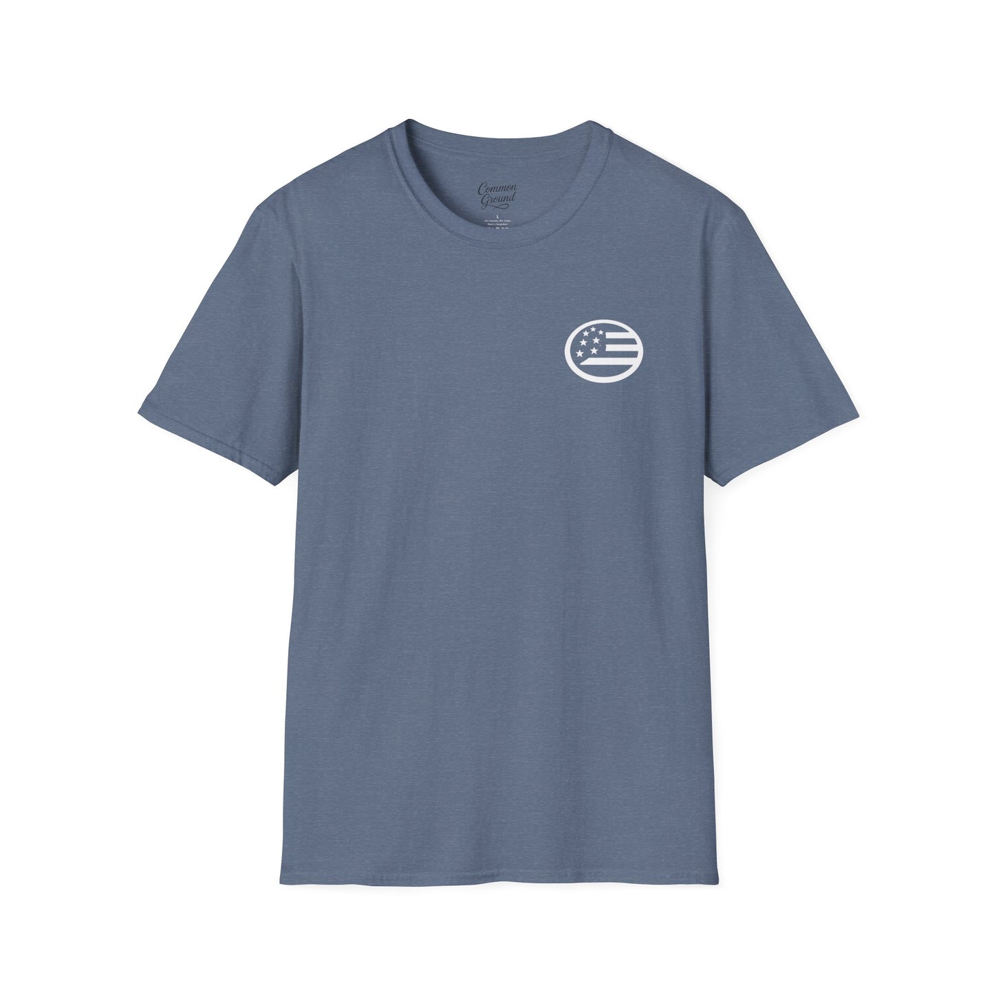 Grace Under Pressure T-Shirt — Minimal American Flag Chest Logo