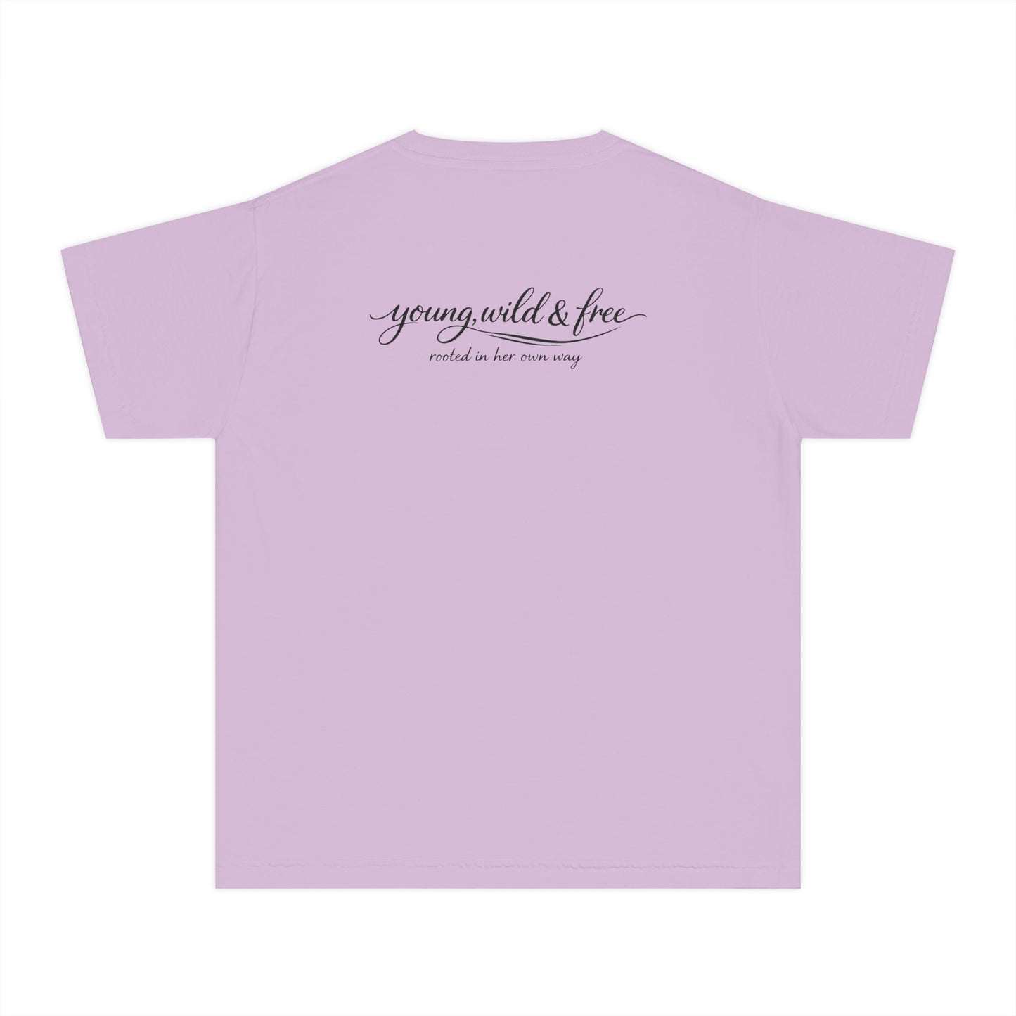 Youth Tee — 'Young, Wild & Free' Graphic T-Shirt (Sun Logo)