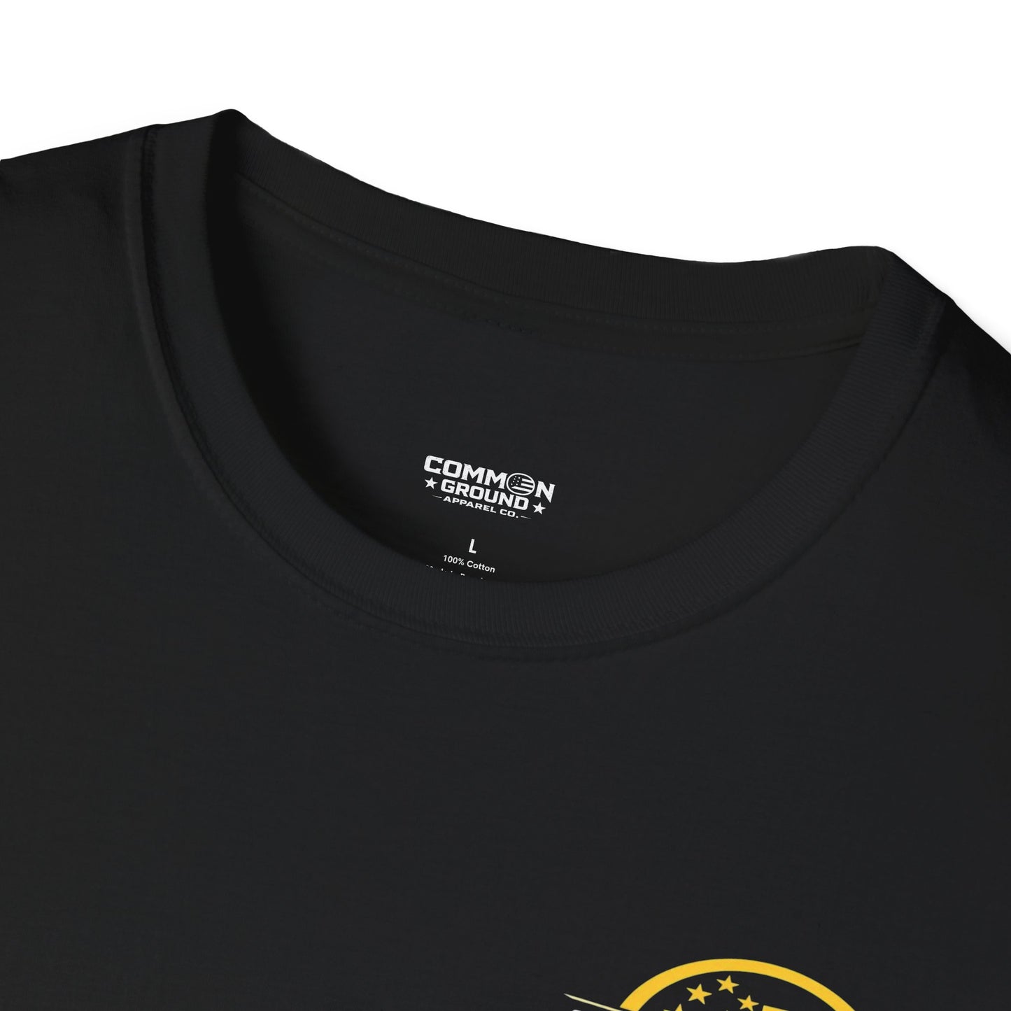 Graphic T-Shirt — Small Yellow Circular Logo Chest Print