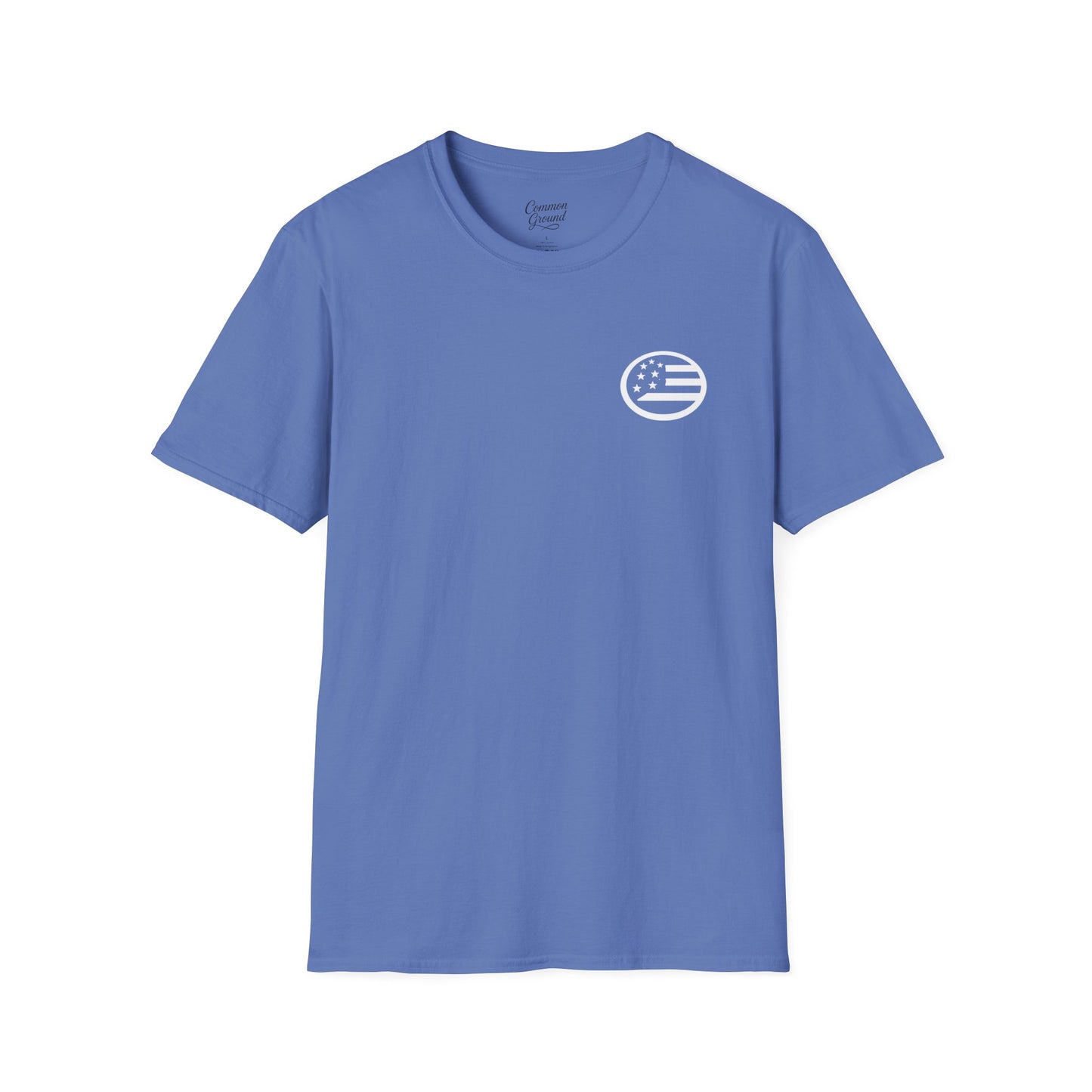 Grace Under Pressure T-Shirt — Minimal American Flag Chest Logo