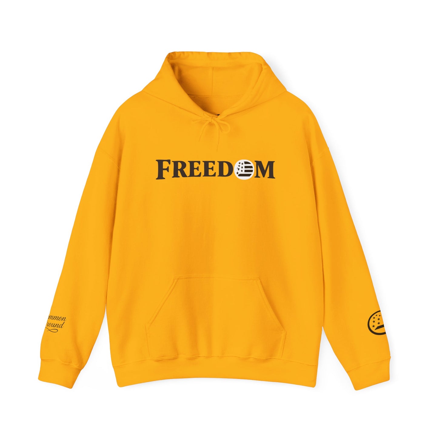 Freedom Logo Hoodie — Minimal Patriotic Graphic Pullover