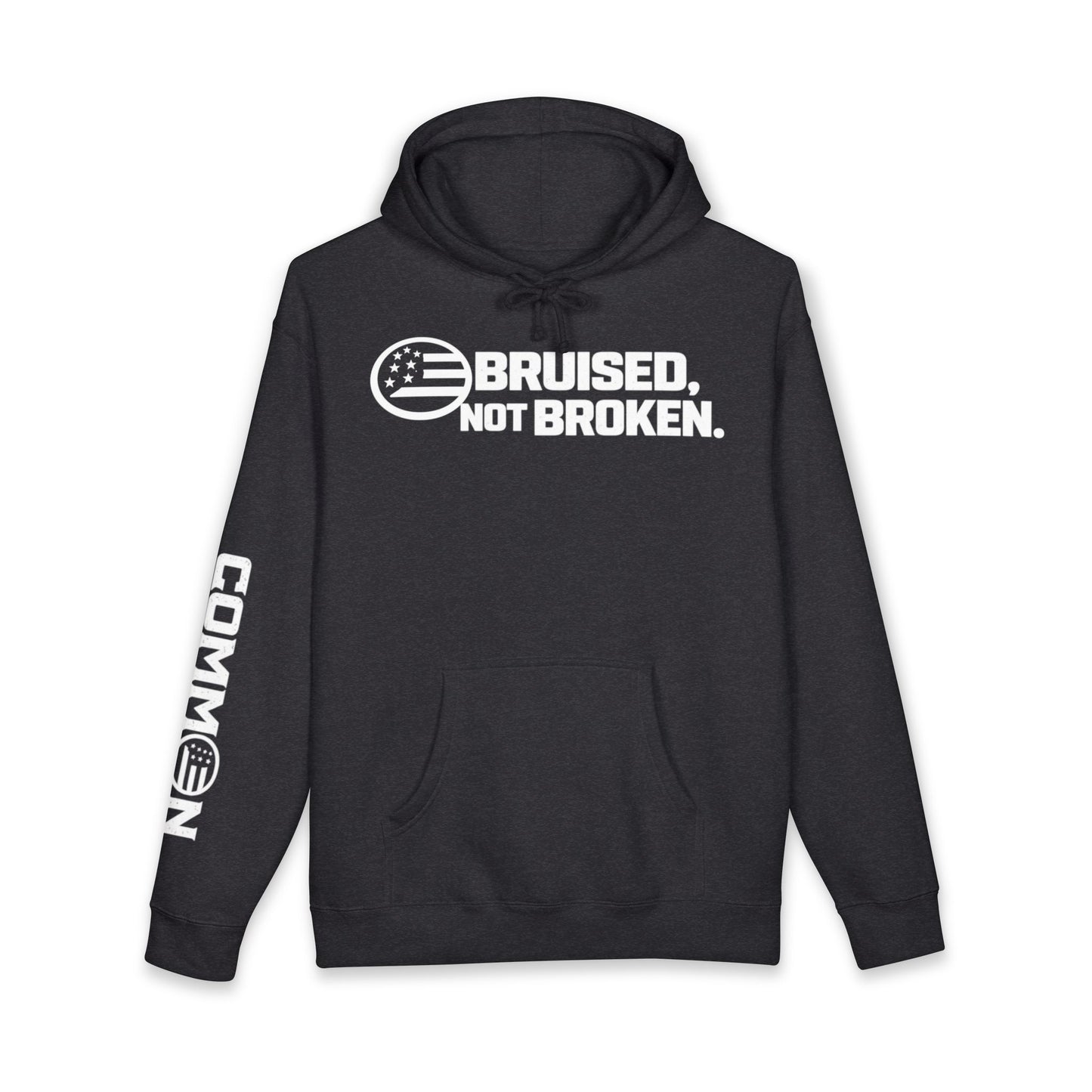 Hoodie — "Bruised, Not Broken" Graphic Pullover (Ground / Common Sleeve)