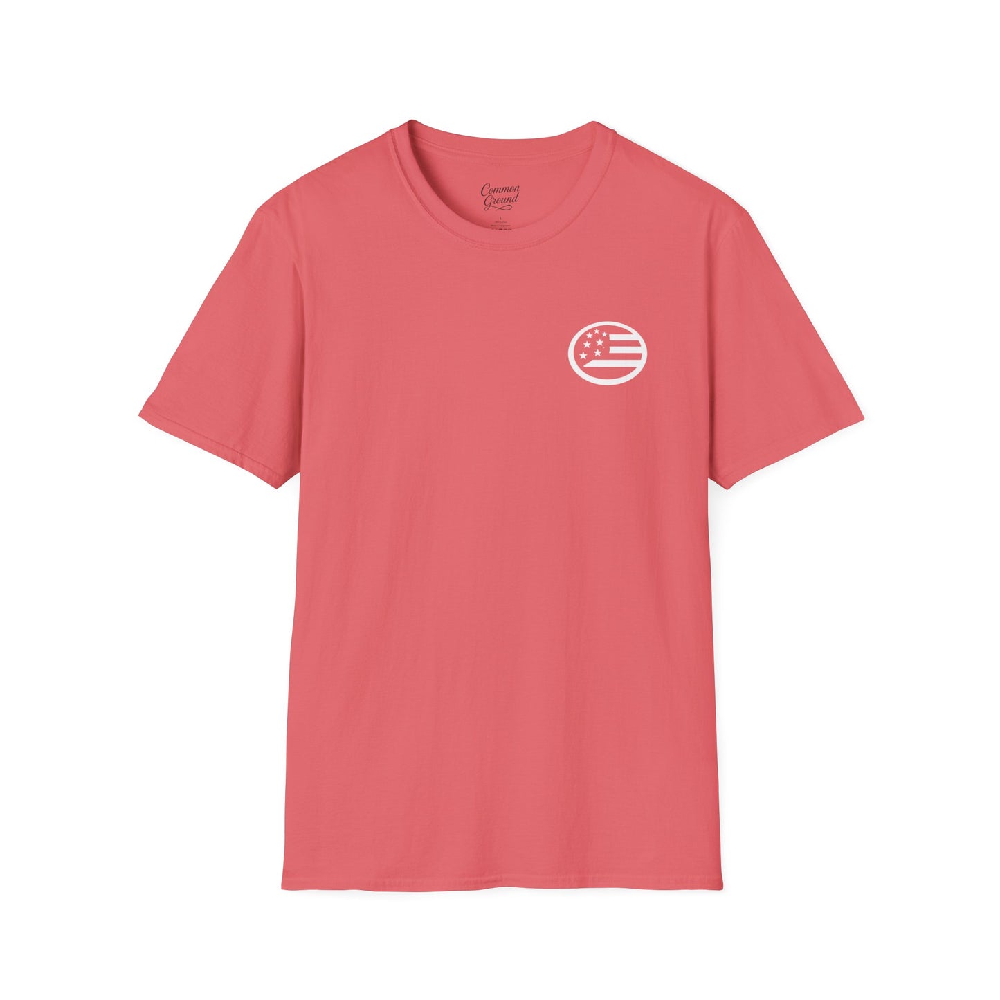 Grace Under Pressure T-Shirt — Minimal American Flag Chest Logo
