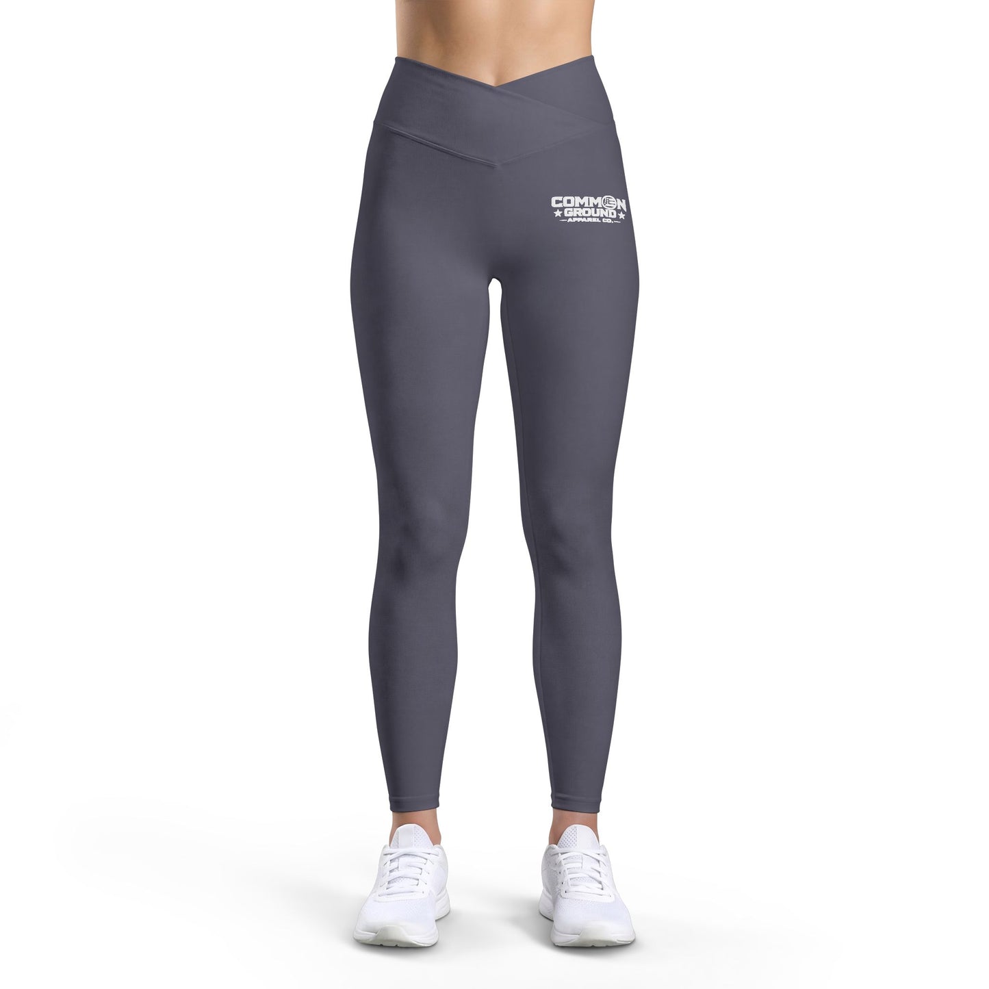 Women's Luxe Leggings — Minimal White Floral Hip Print