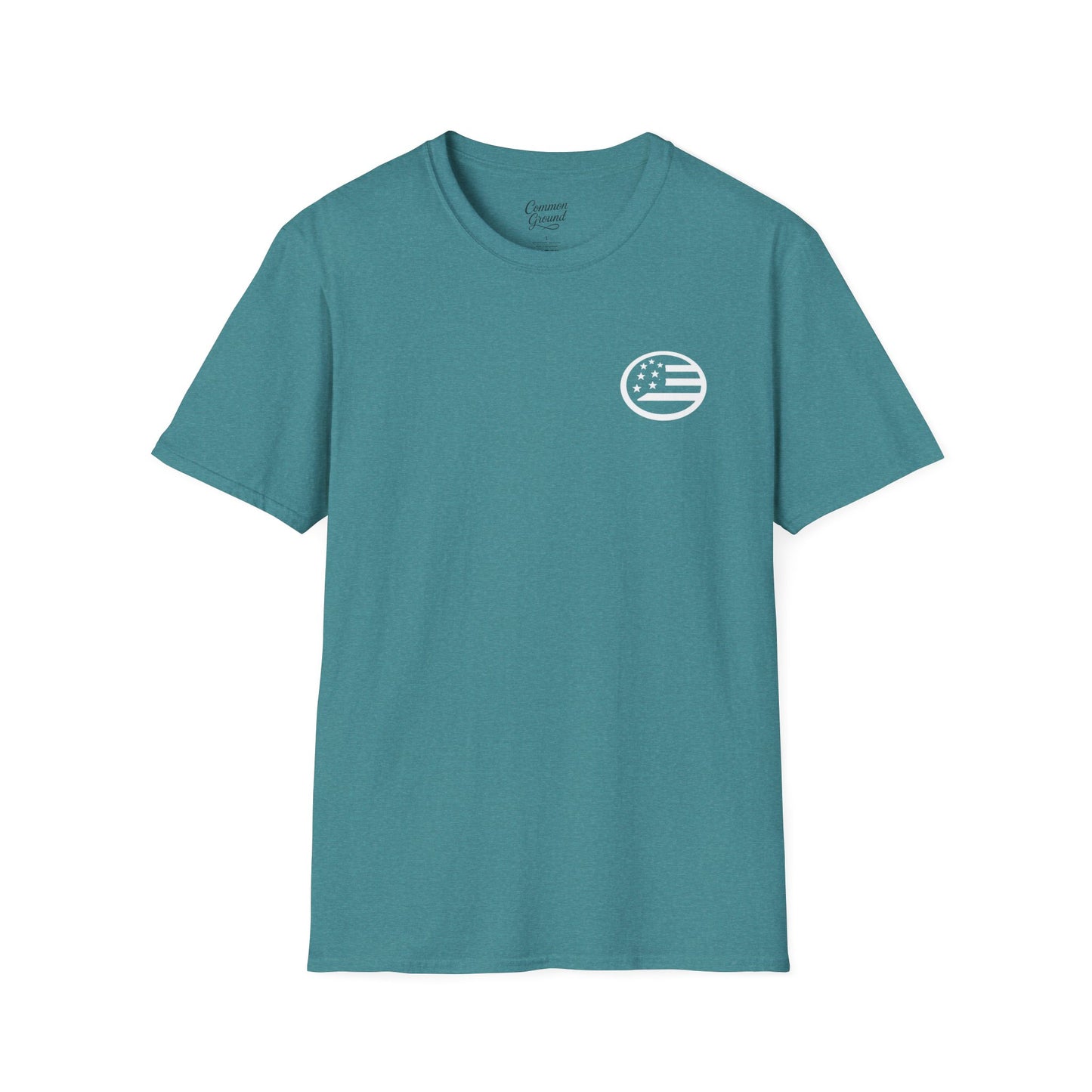 Grace Under Pressure T-Shirt — Minimal American Flag Chest Logo