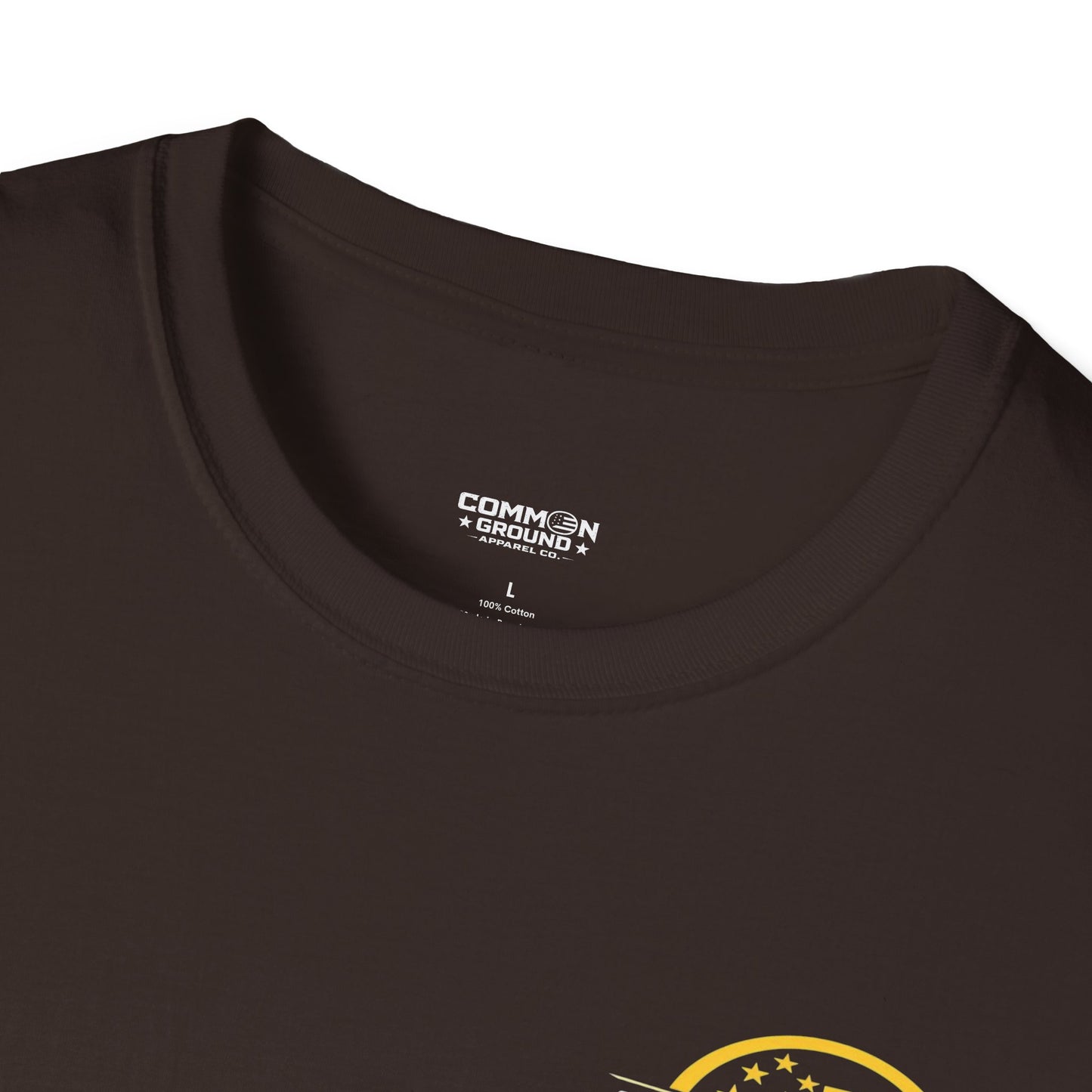 Graphic T-Shirt — Small Yellow Circular Logo Chest Print