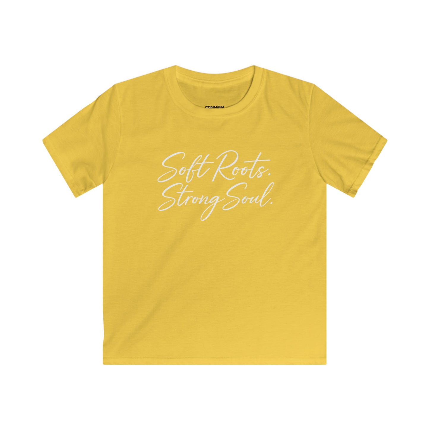 Kids Tee — "Soft Roots. Strong Soul." Inspirational Youth T‑Shirt