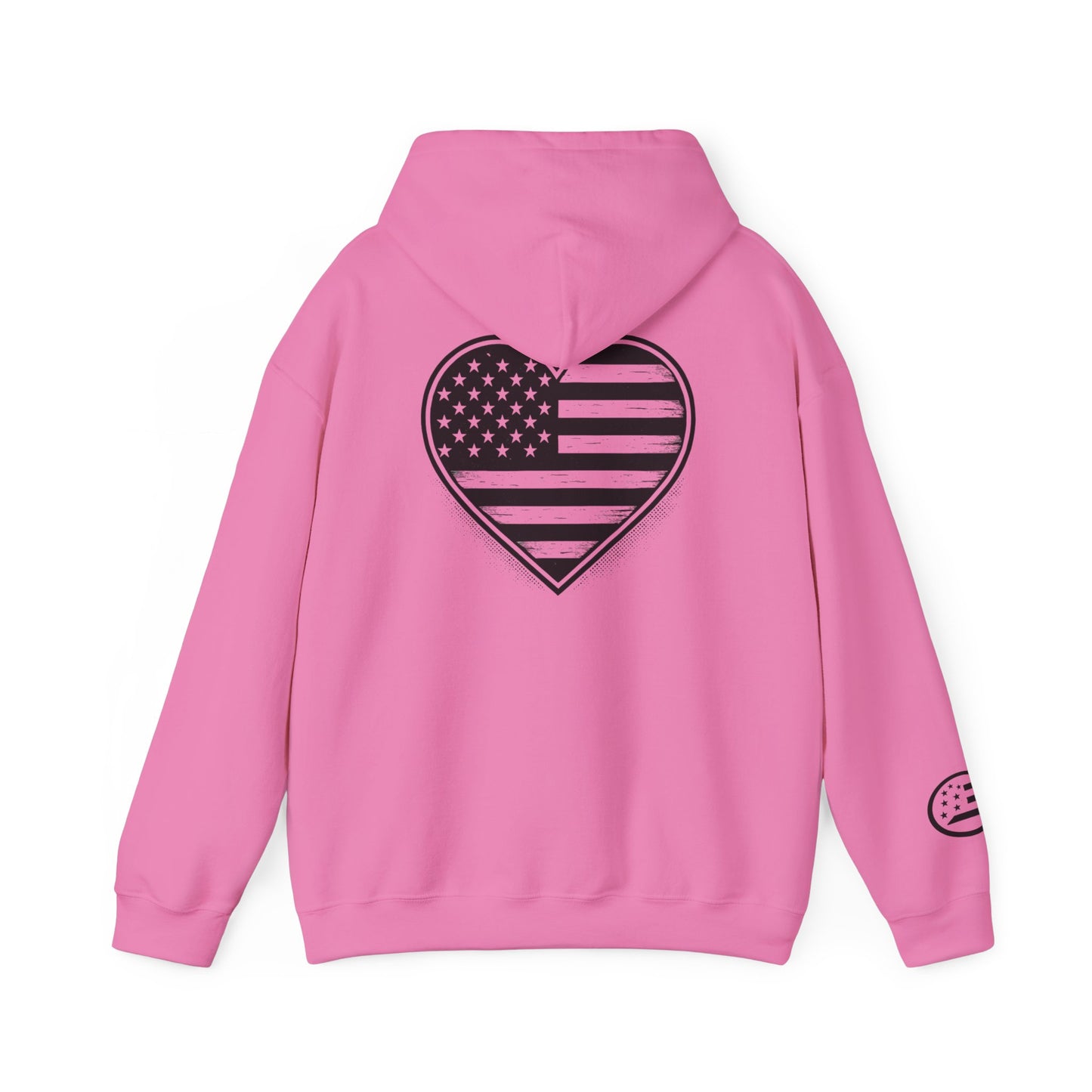 American Flag Heart Hoodie — Black & White Patriotic Pullover