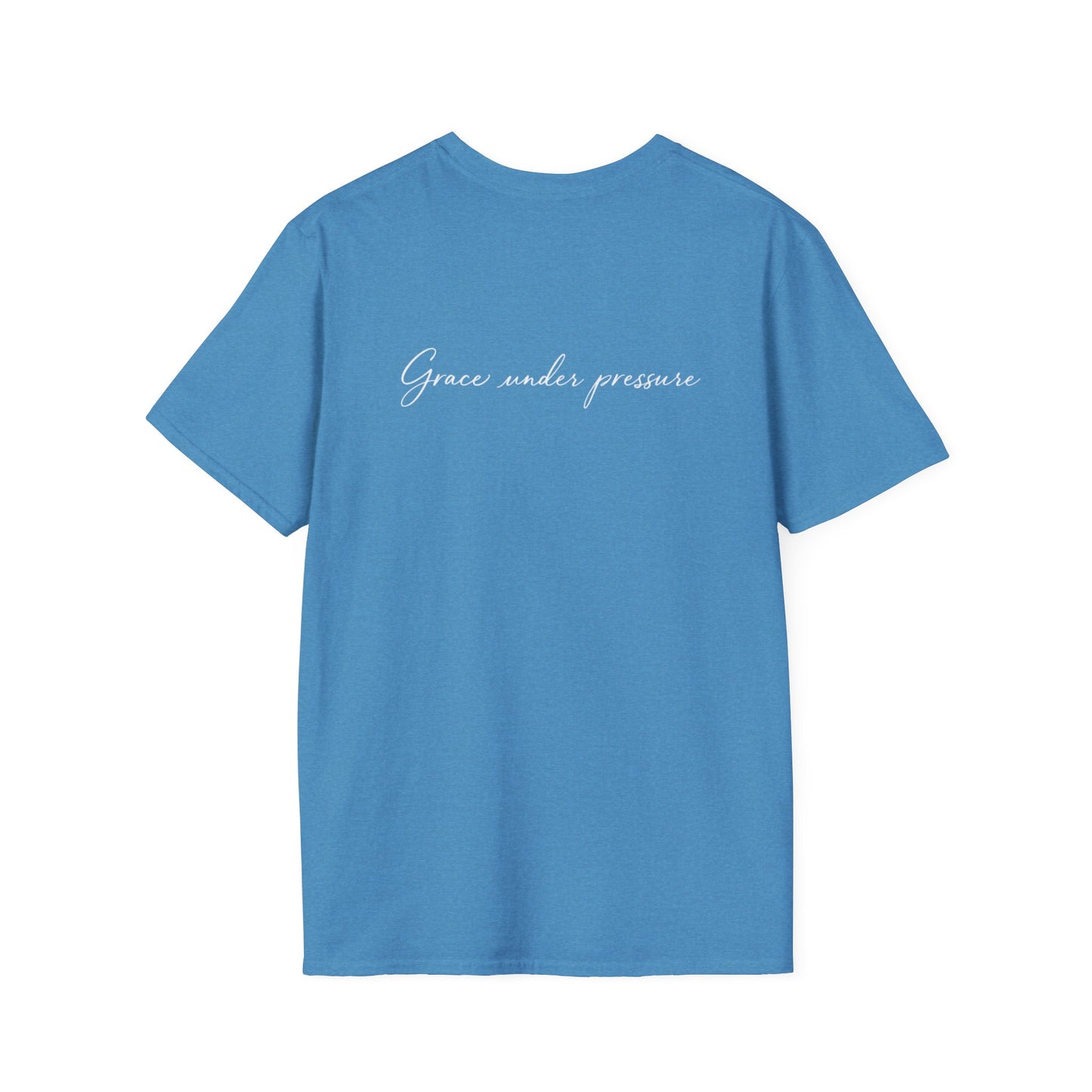 Grace Under Pressure T-Shirt — Minimal American Flag Chest Logo