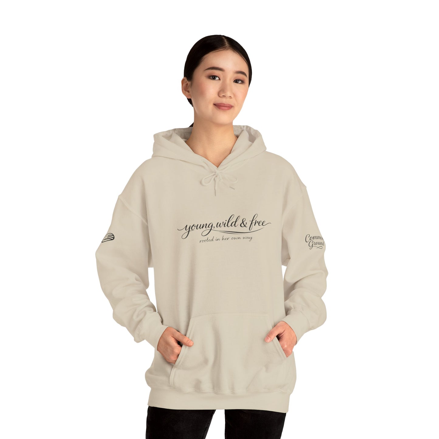 Young, Wild & Free Hoodie — Minimal Script Pullover for Adventure Lovers