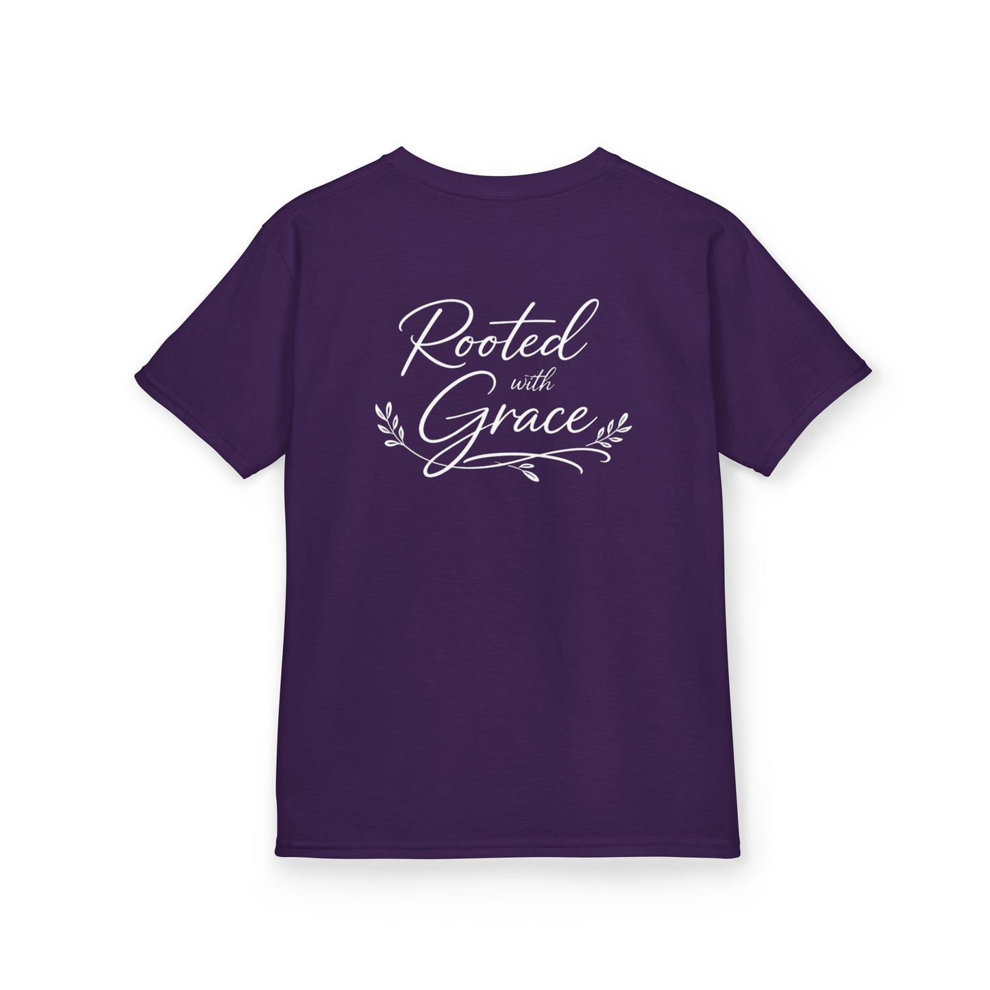 Kids T‑Shirt — "Rooted with Grace" Faith Tee (Black)