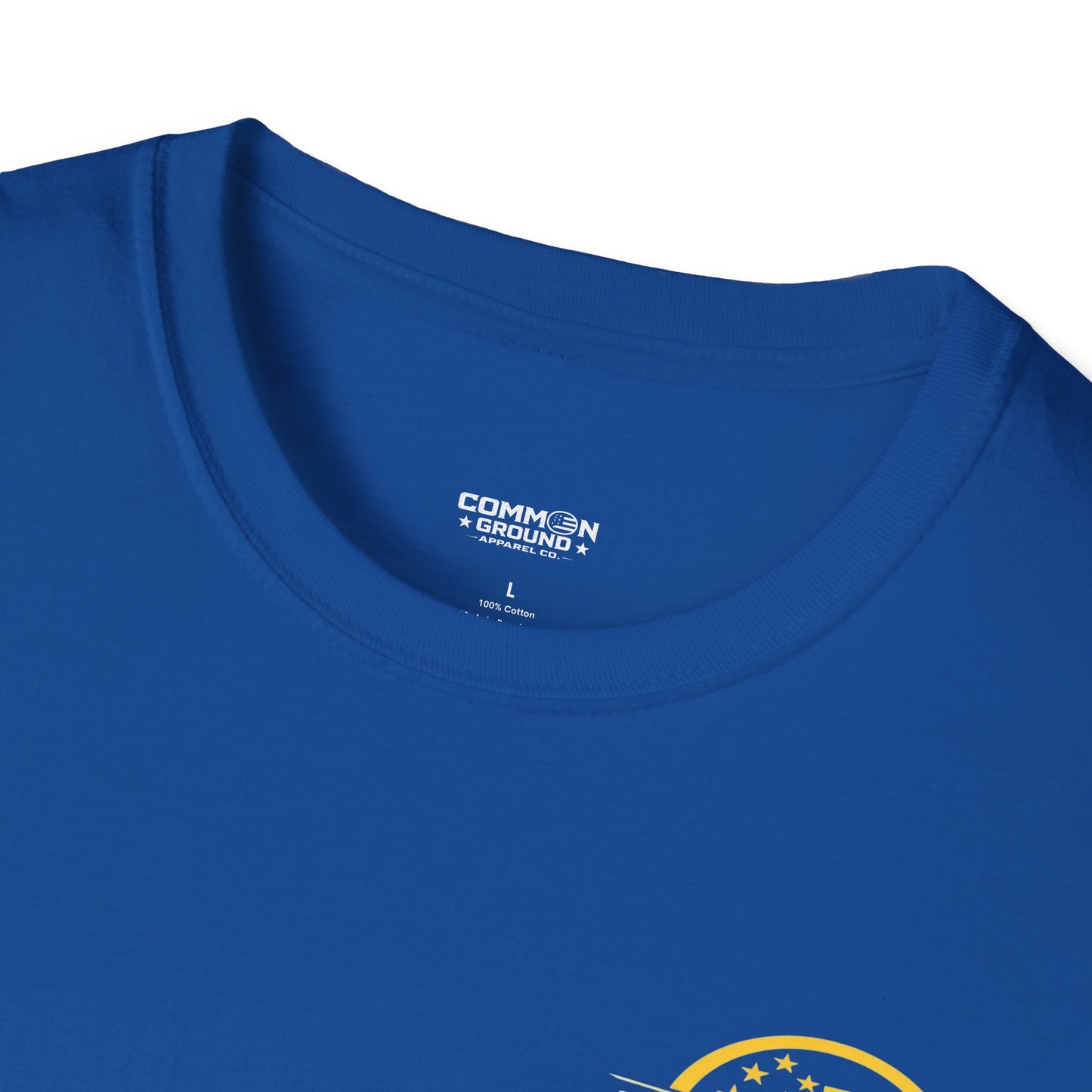 Graphic T-Shirt — Small Yellow Circular Logo Chest Print