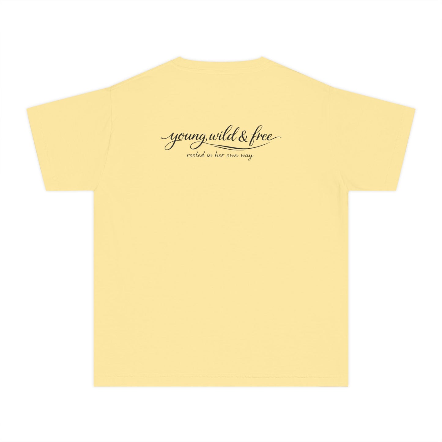 Youth Tee — 'Young, Wild & Free' Graphic T-Shirt (Sun Logo)