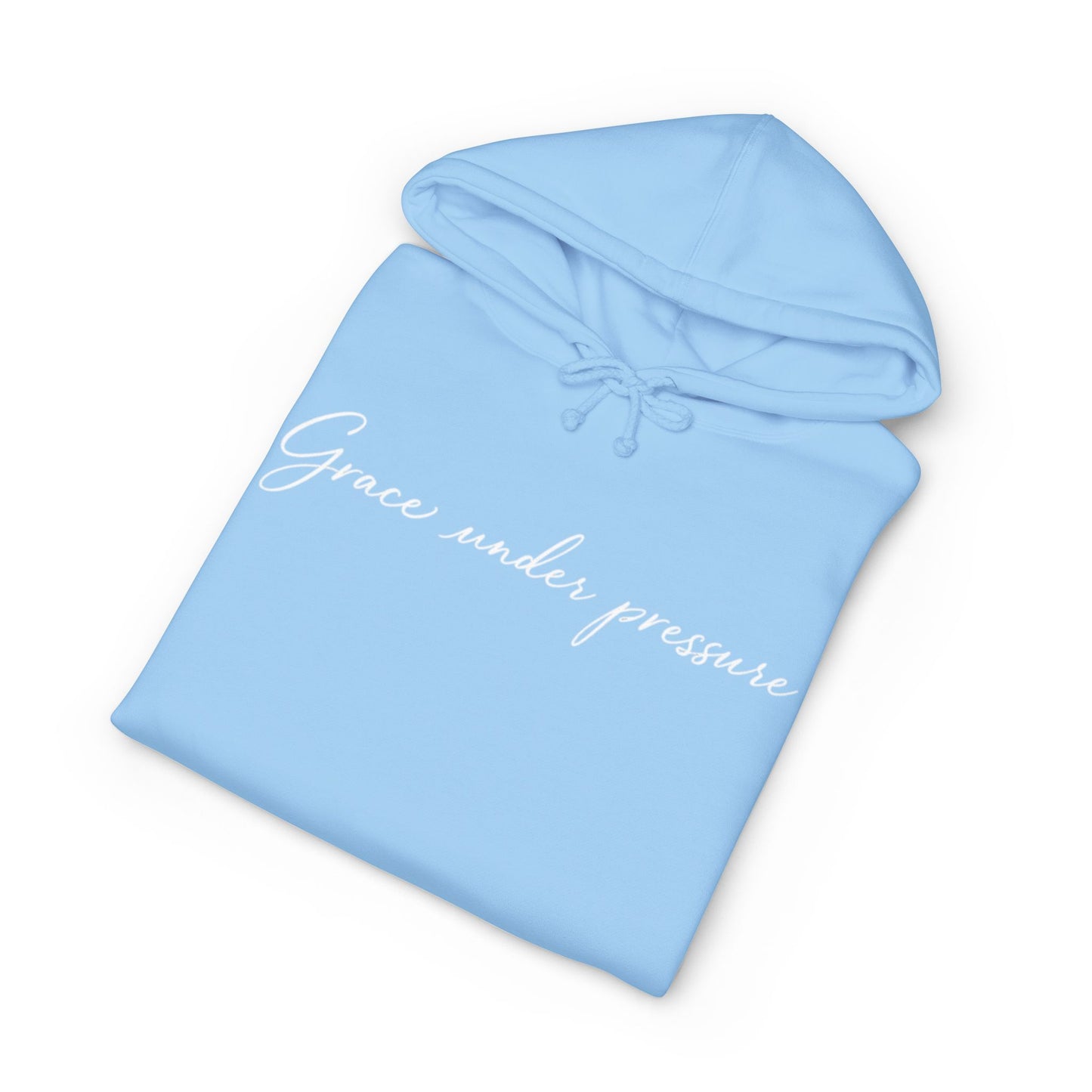 Grace Under Pressure Hoodie — 'Grace under pressure' Script Pullover with CommOn/Ground Sleeve Graphics