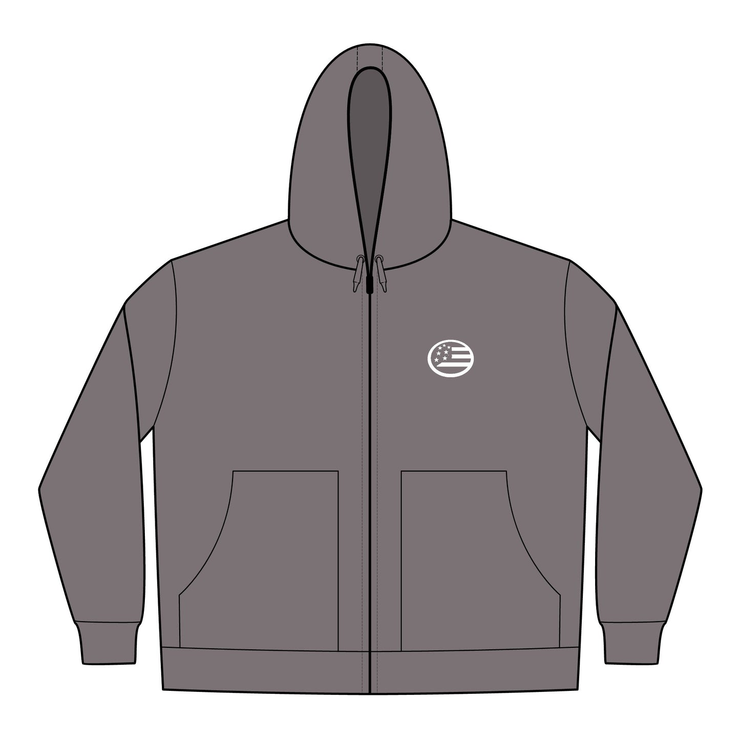 Embroidered Work Hooded Jacket — American Flag Patch