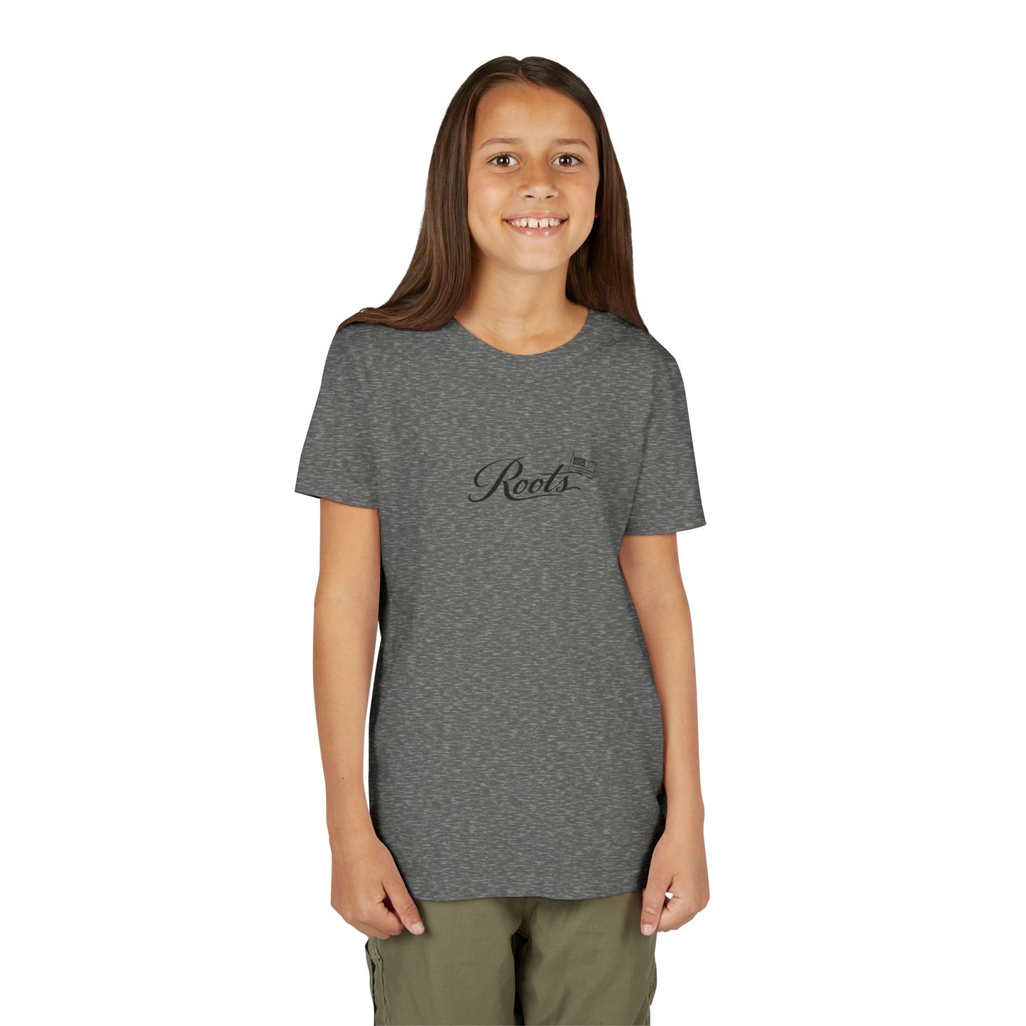 Youth Tee — Floral Bull Skull Graphic "Roots" Backprint